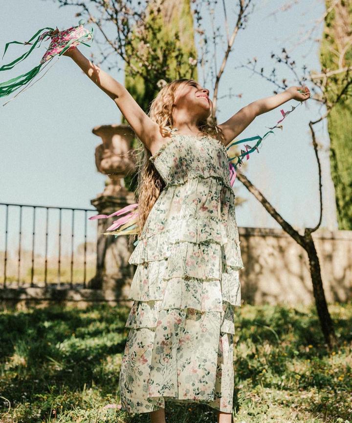 FLORAL SMOCK LONG DRESS