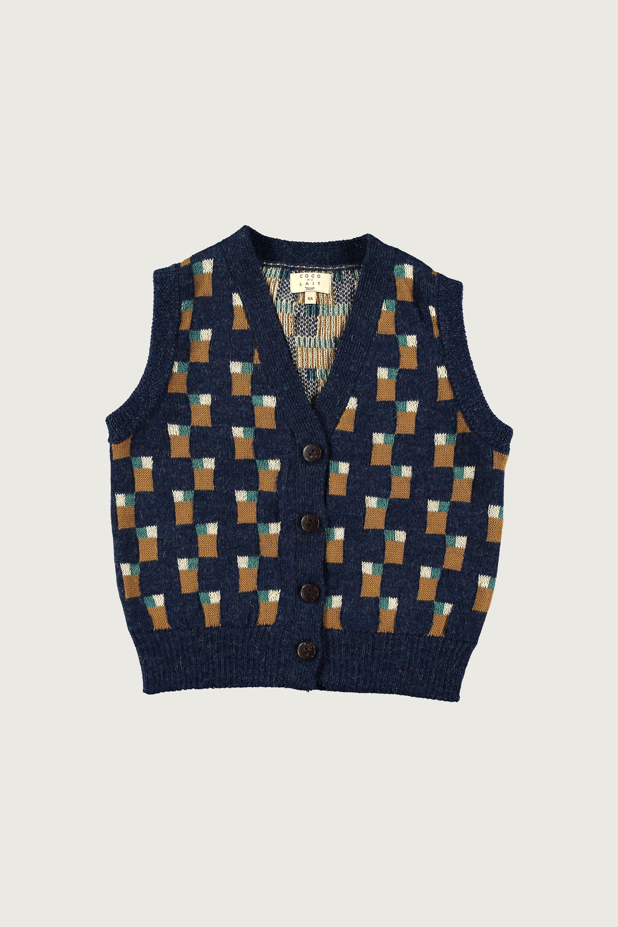 Coco Au Lait ABSTRACT ART KNITTED VEST Blue Nights