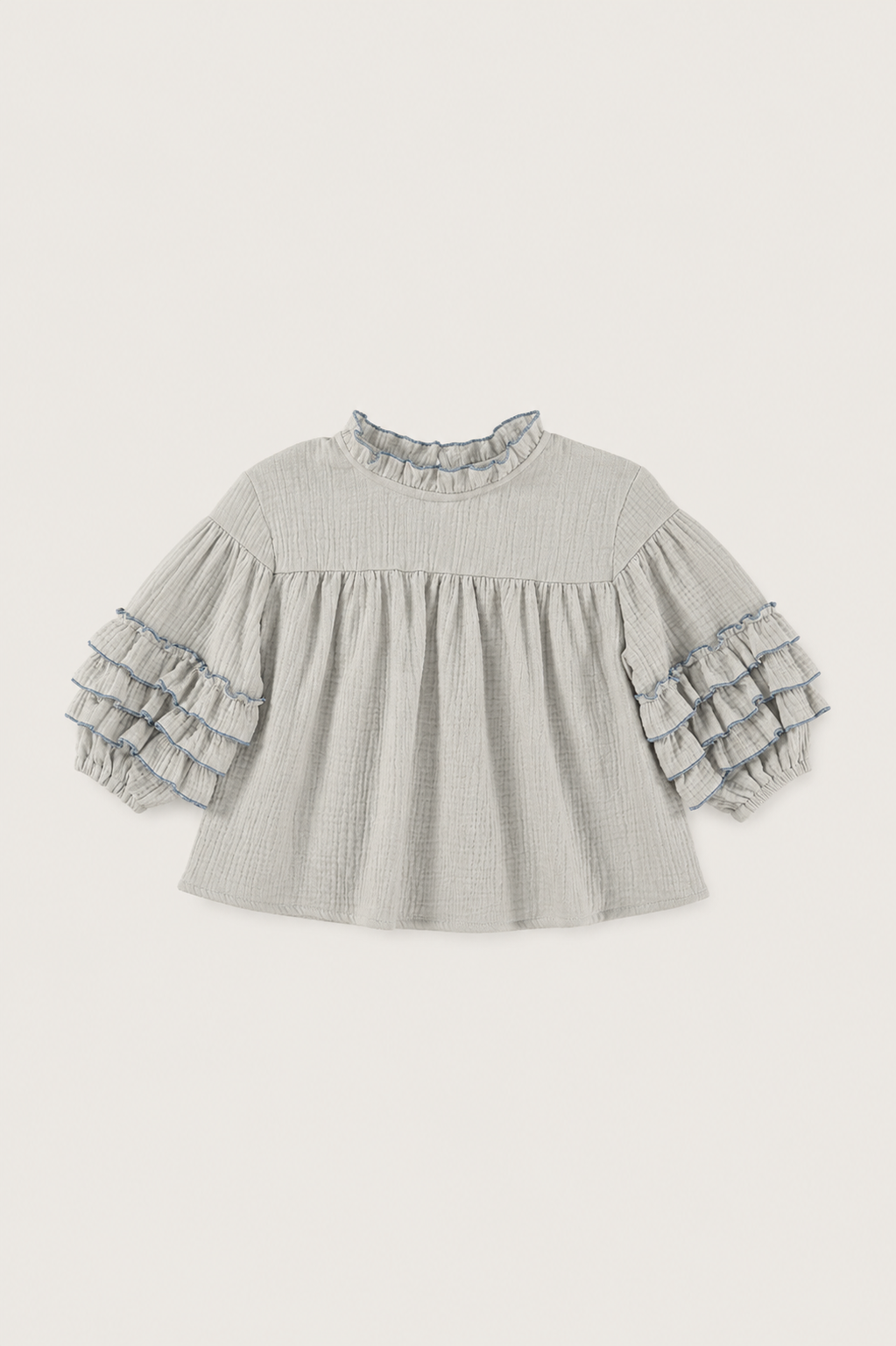 BLUSA VOLANTES DOBLE GASA AZUL CIELO