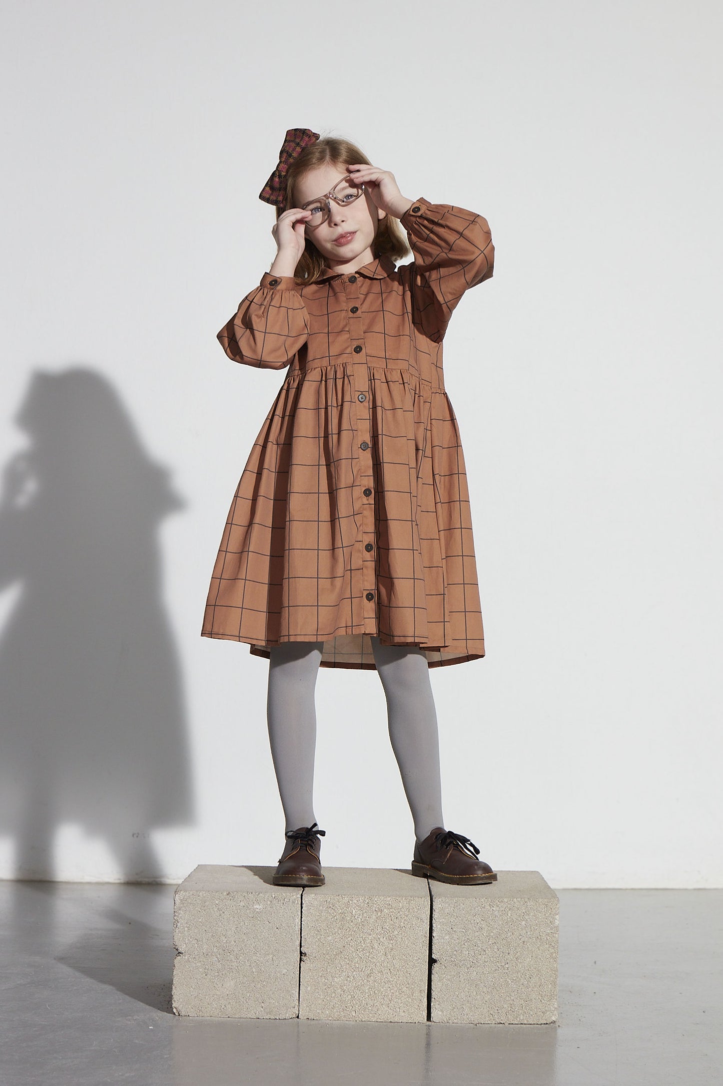 Coco Au Lait BROWN GRID SARJA DRESS Brown Grid