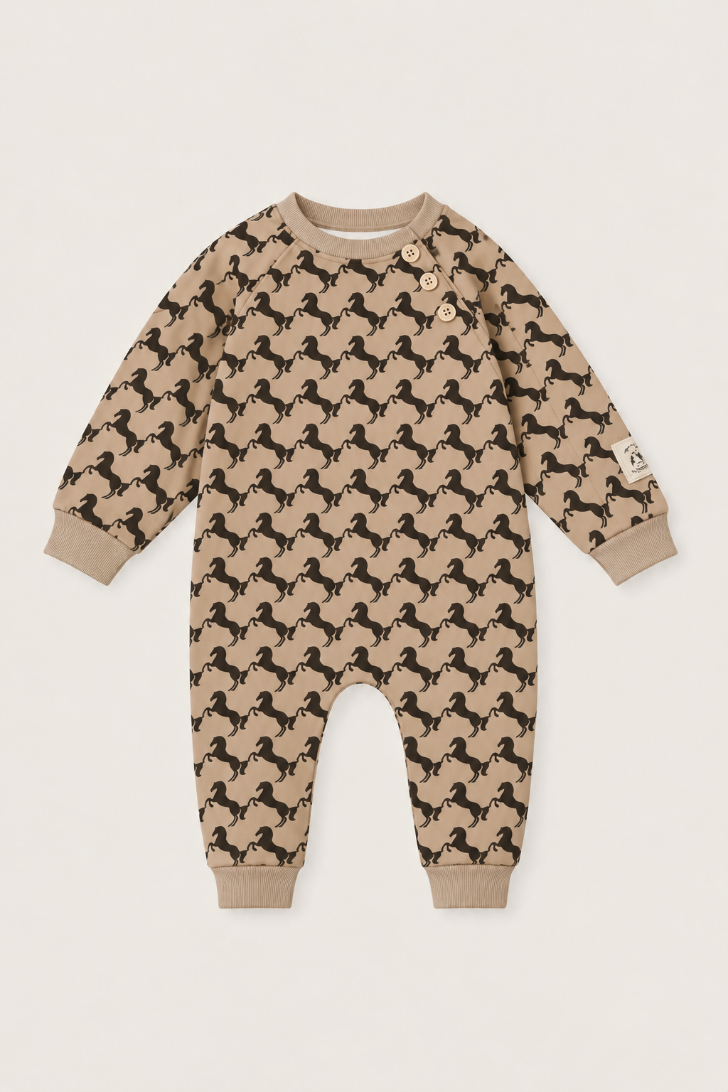 MAMELUCO BEBÉ MINI CABALLOS BEIGE