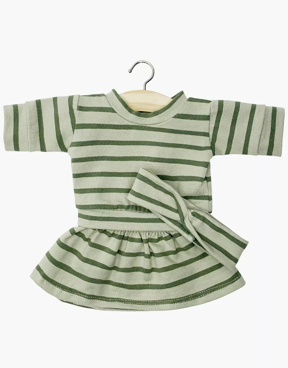 CONJUNTO DE TOP Y FALDA EN JERSEY DE RAYAS VERDES