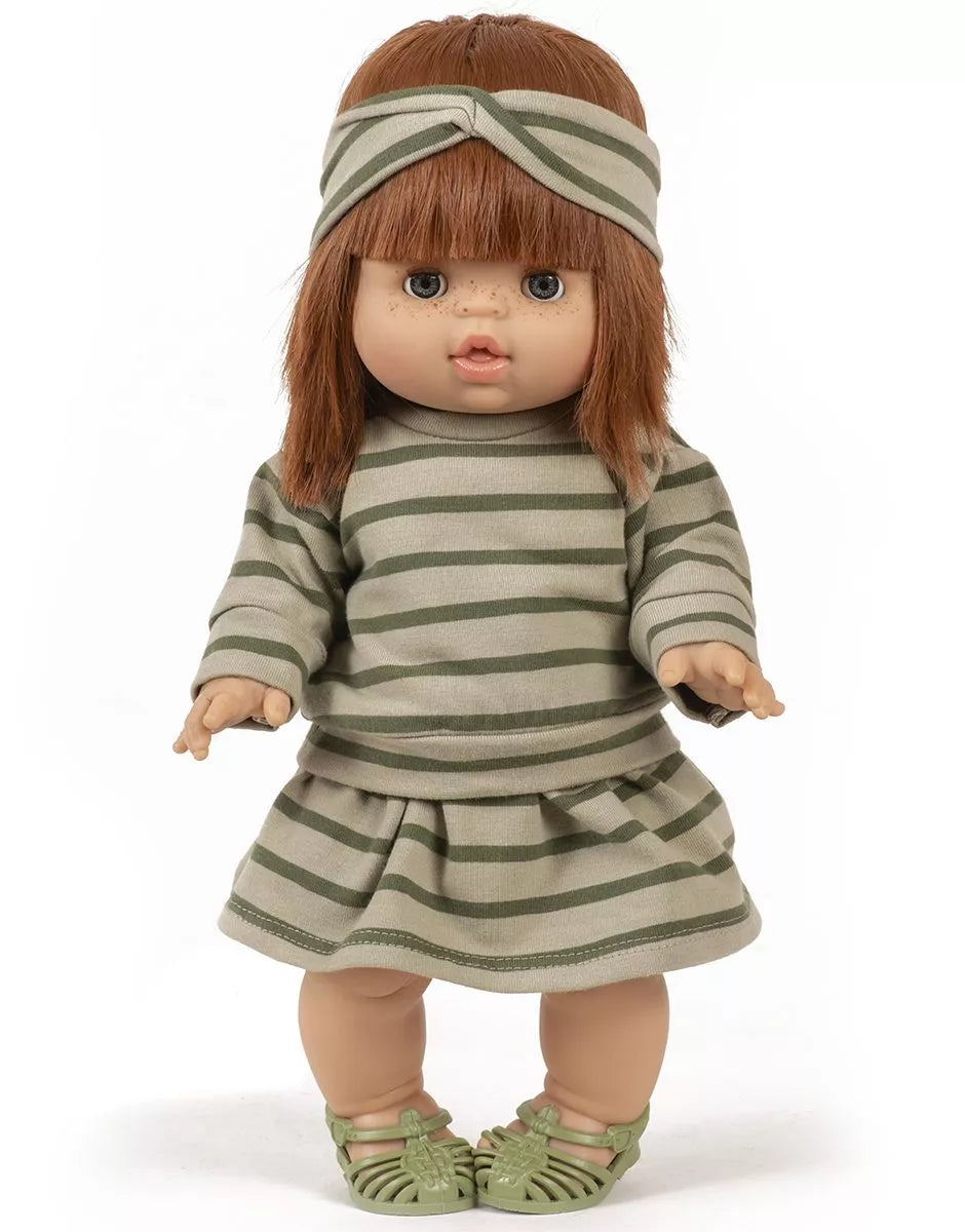 CONJUNTO DE TOP Y FALDA EN JERSEY DE RAYAS VERDES