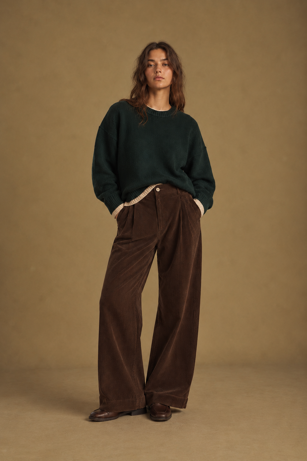 Suéter tejido para mujer, color verde botella, 40% viscosa, 30% poliamida, 25% lana, 5% cashmere, hecho en España, vista 2 – Coco au Lait
