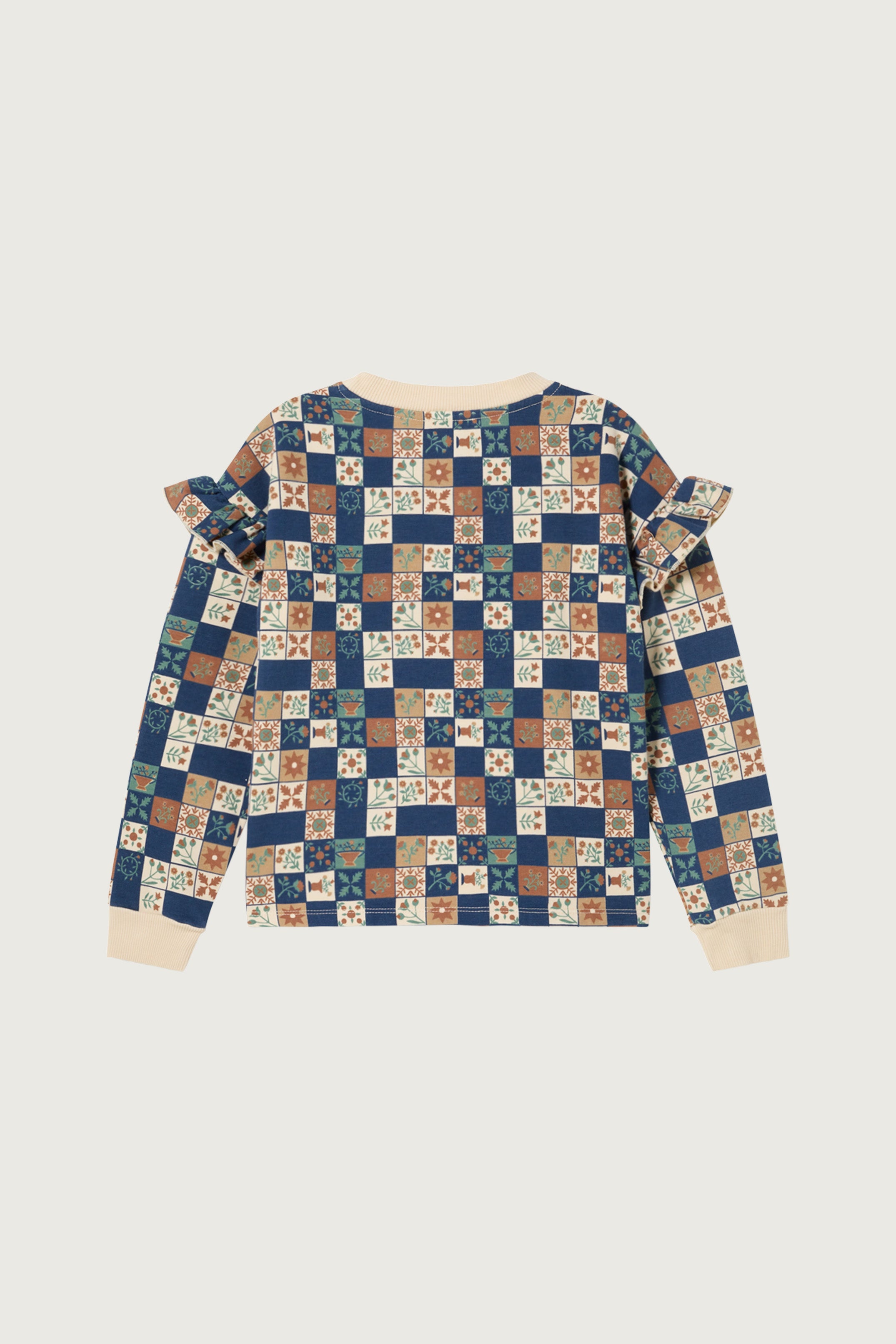 Coco Au Lait FLORAL CHECKS BABY SWEATSHIRT Dark Denim