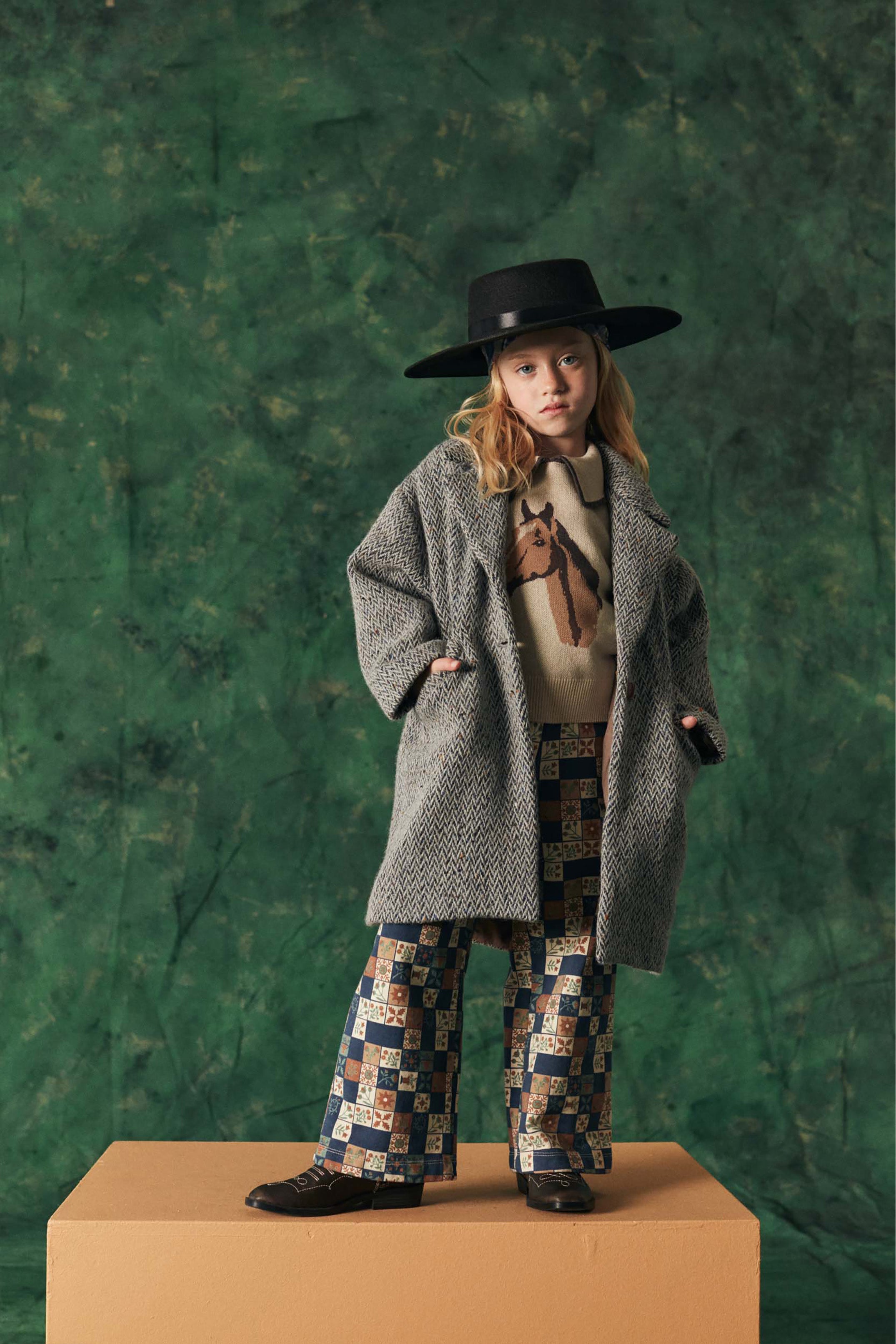 Coco Au Lait FLORAL CHECKS TROUSERS Dark Denim