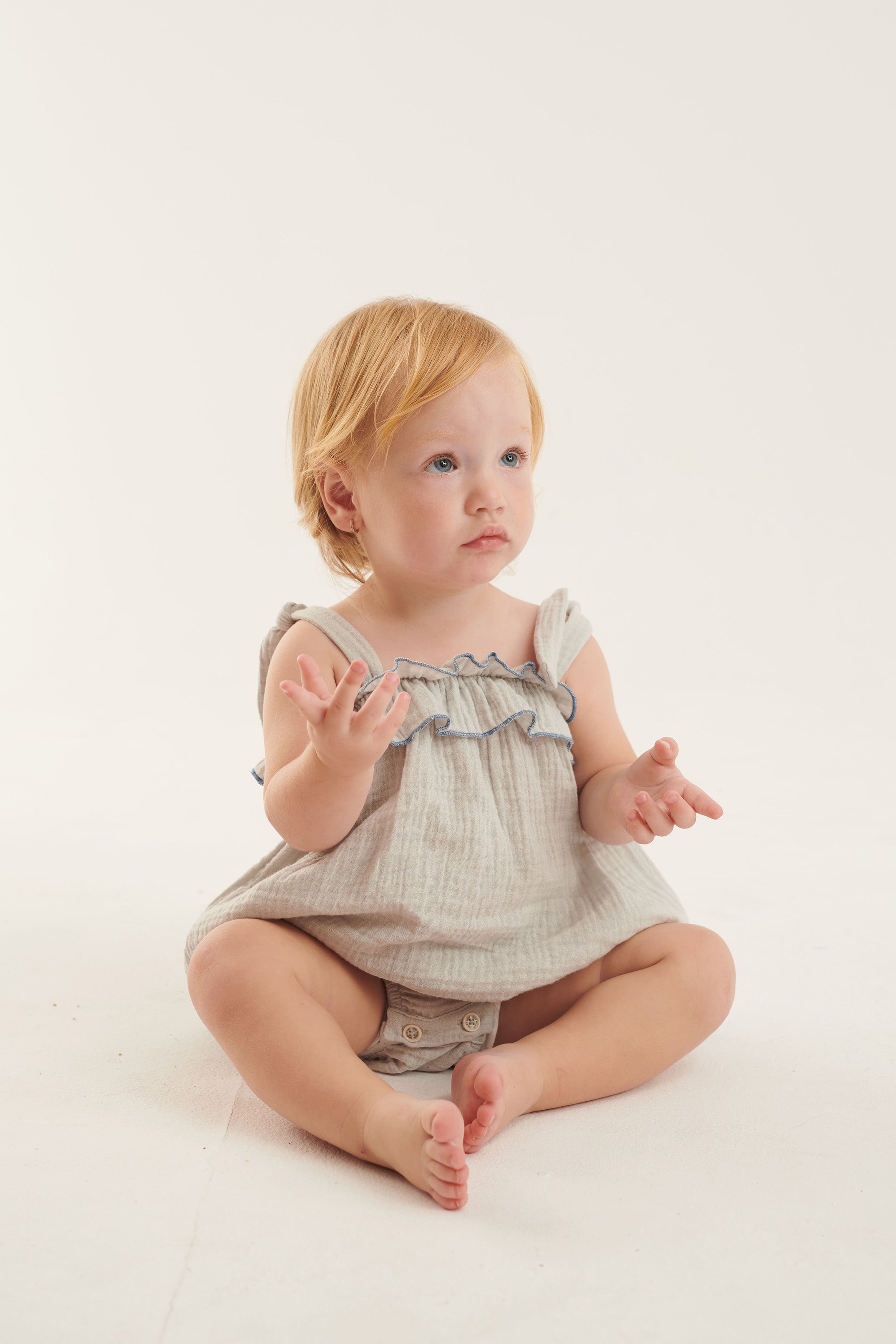 Coco Au Lait LIGHT BLUE DOUBLE GAUZE ROMPER  Glacier Gray