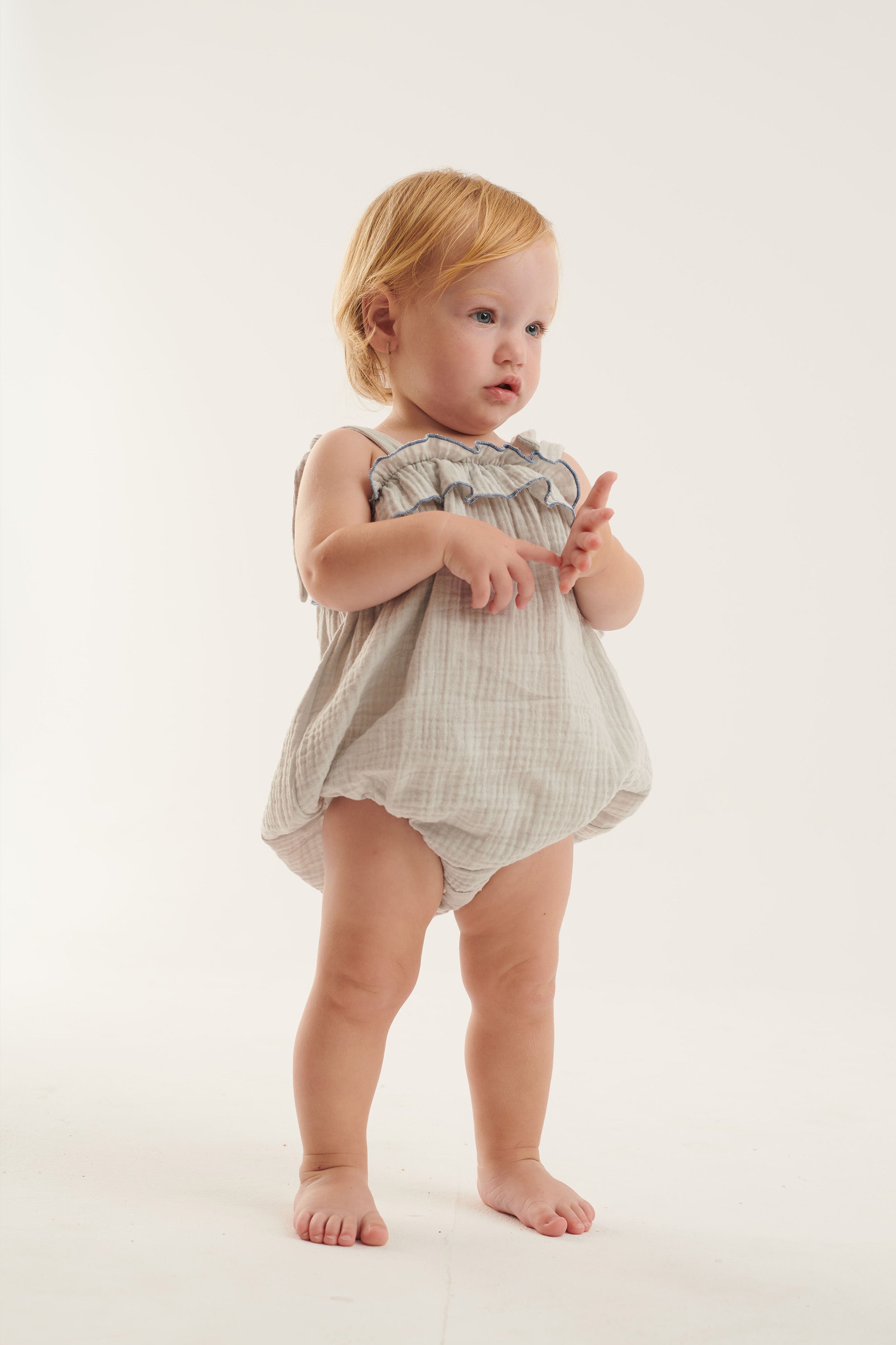 Coco Au Lait LIGHT BLUE DOUBLE GAUZE ROMPER  Glacier Gray