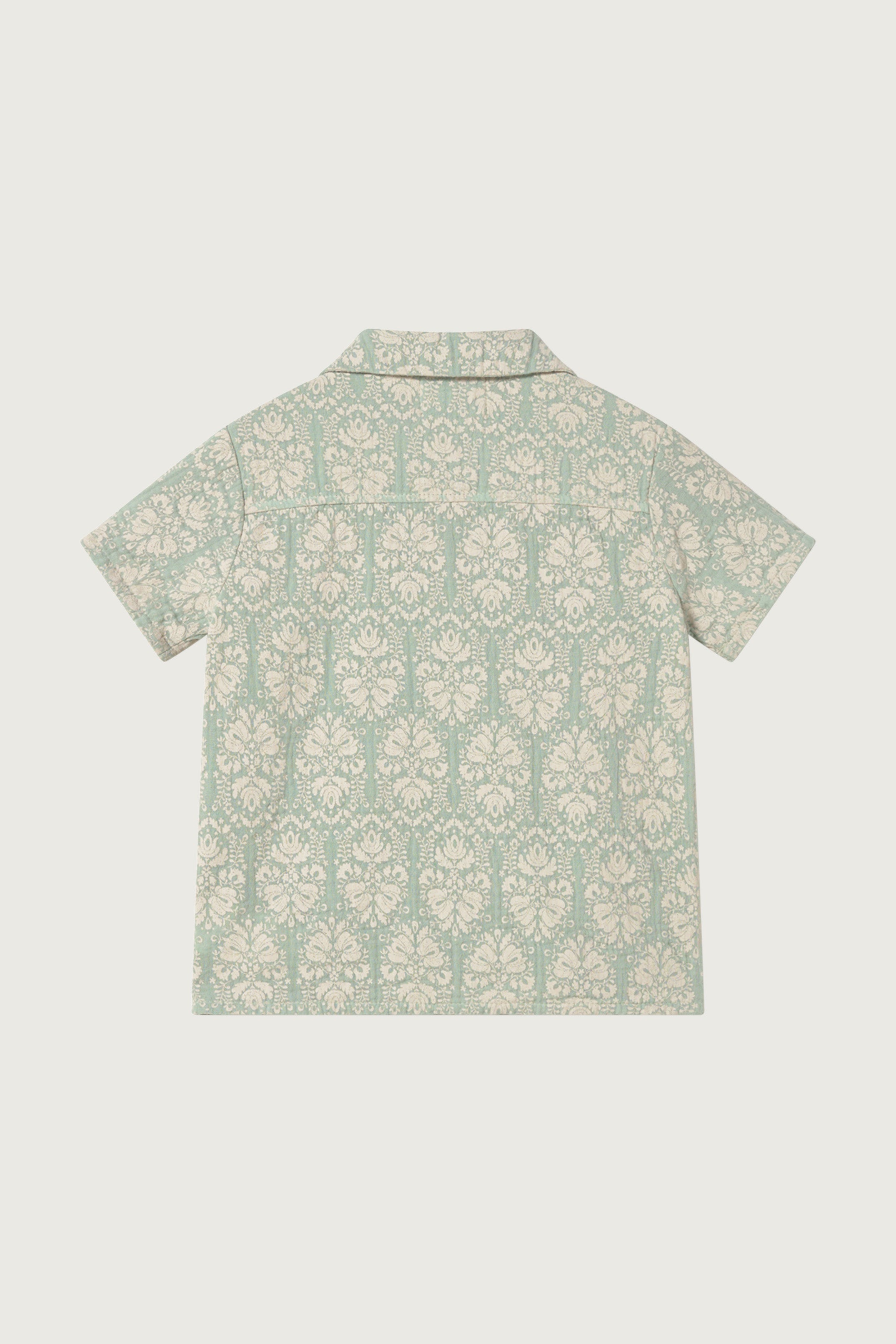 Coco Au Lait GREEN VINTAGE WALLPAPER BABY SHIRT  Sea Foam