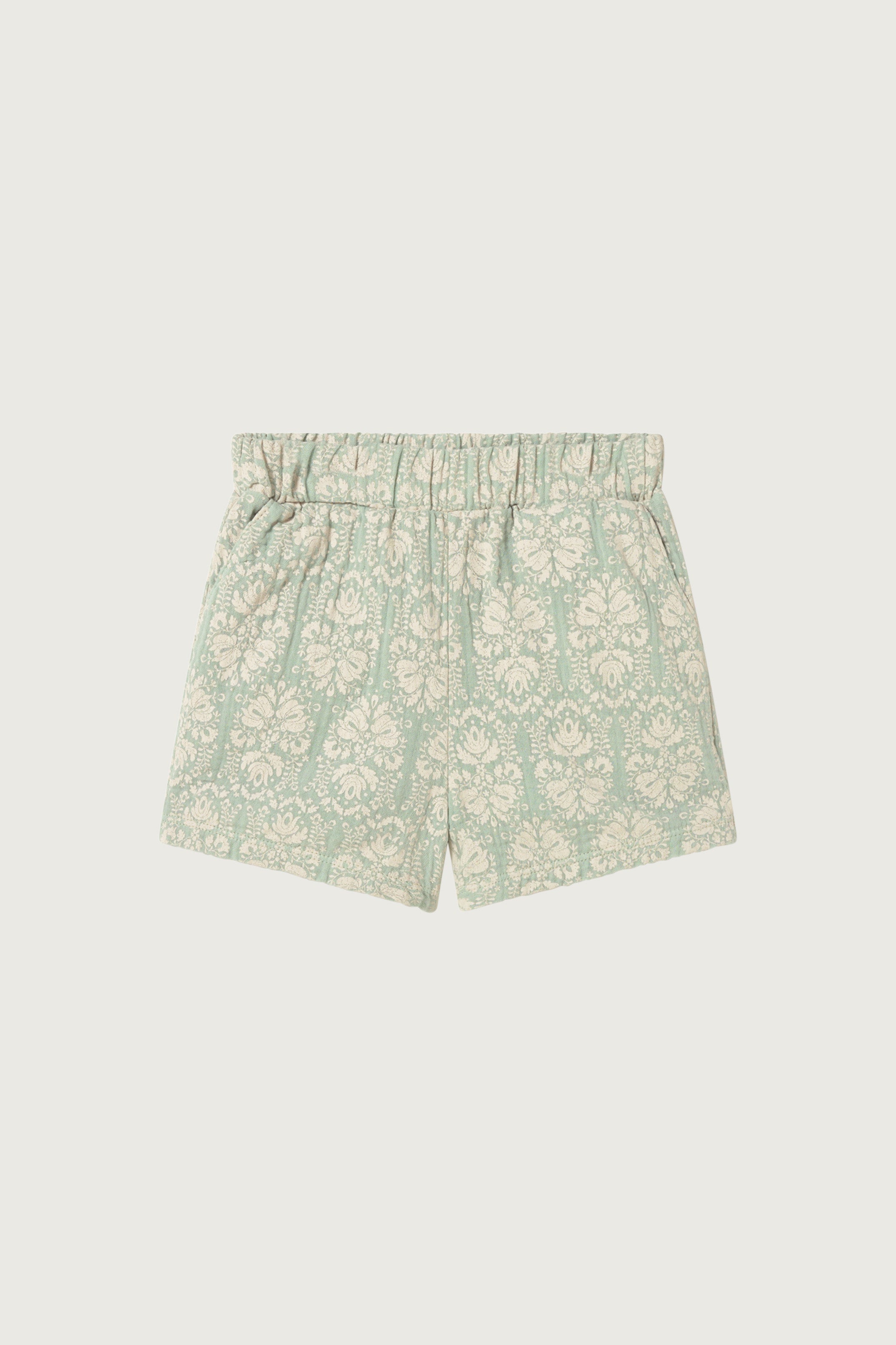 Coco Au Lait GREEN VINTAGE WALLPAPER BABY SHORTS  Sea Foam