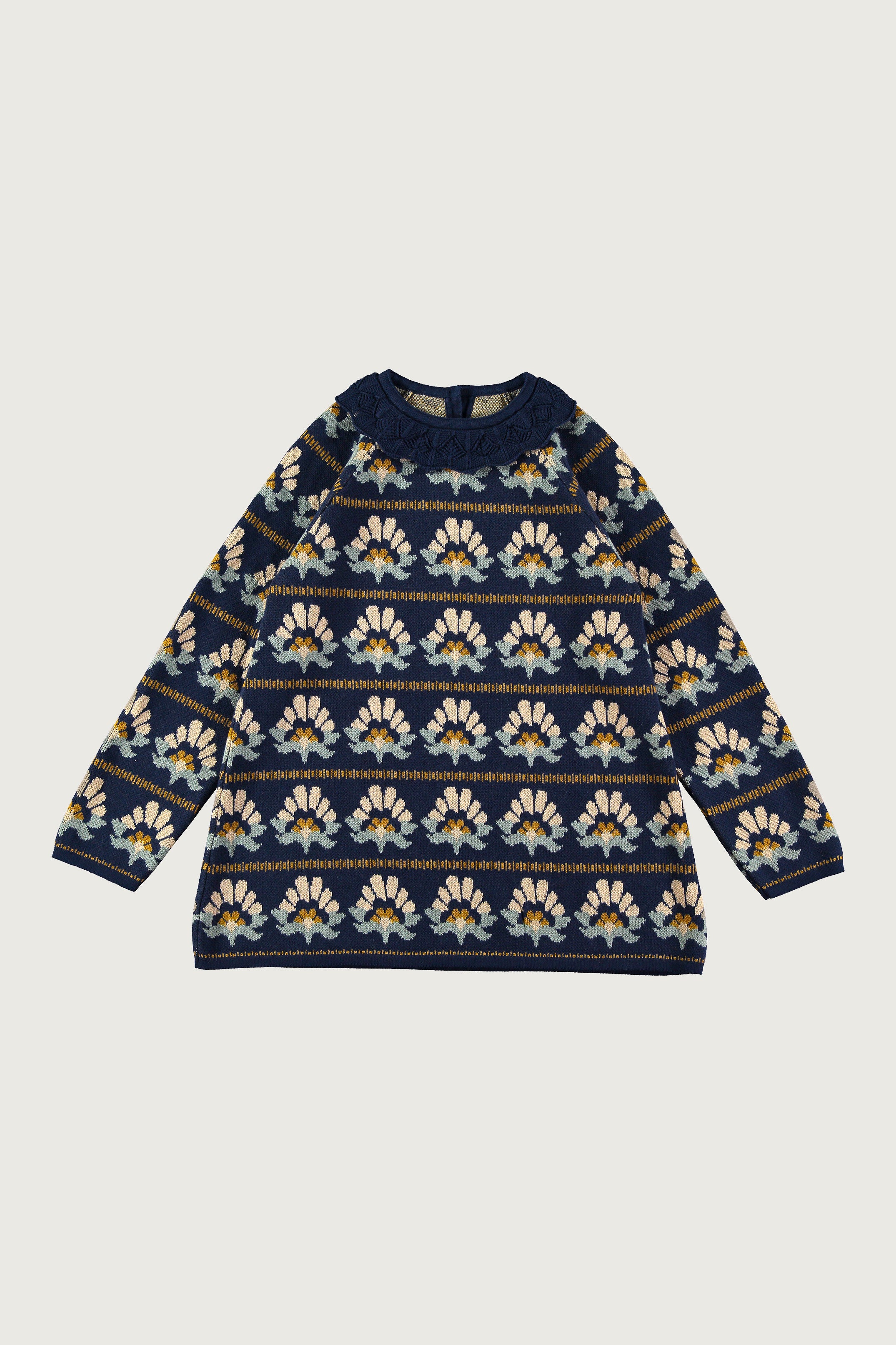 Coco Au Lait KNITTED SUNFLOWERS BABY DRESS Iced Coffe