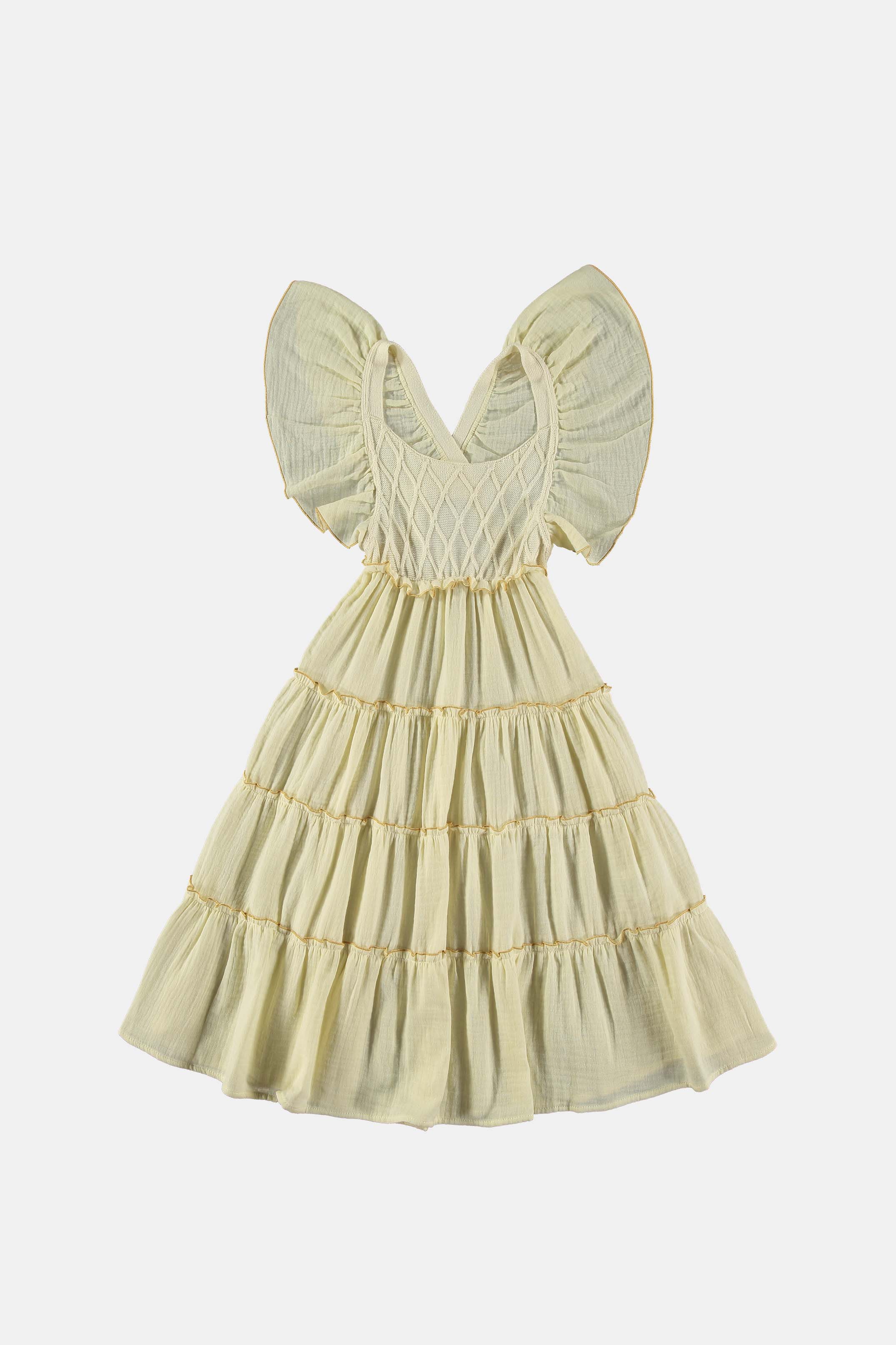 Coco Au Lait LIGHT YELLOW BUTTERFLY KNITTED DRESS  Light Yellow