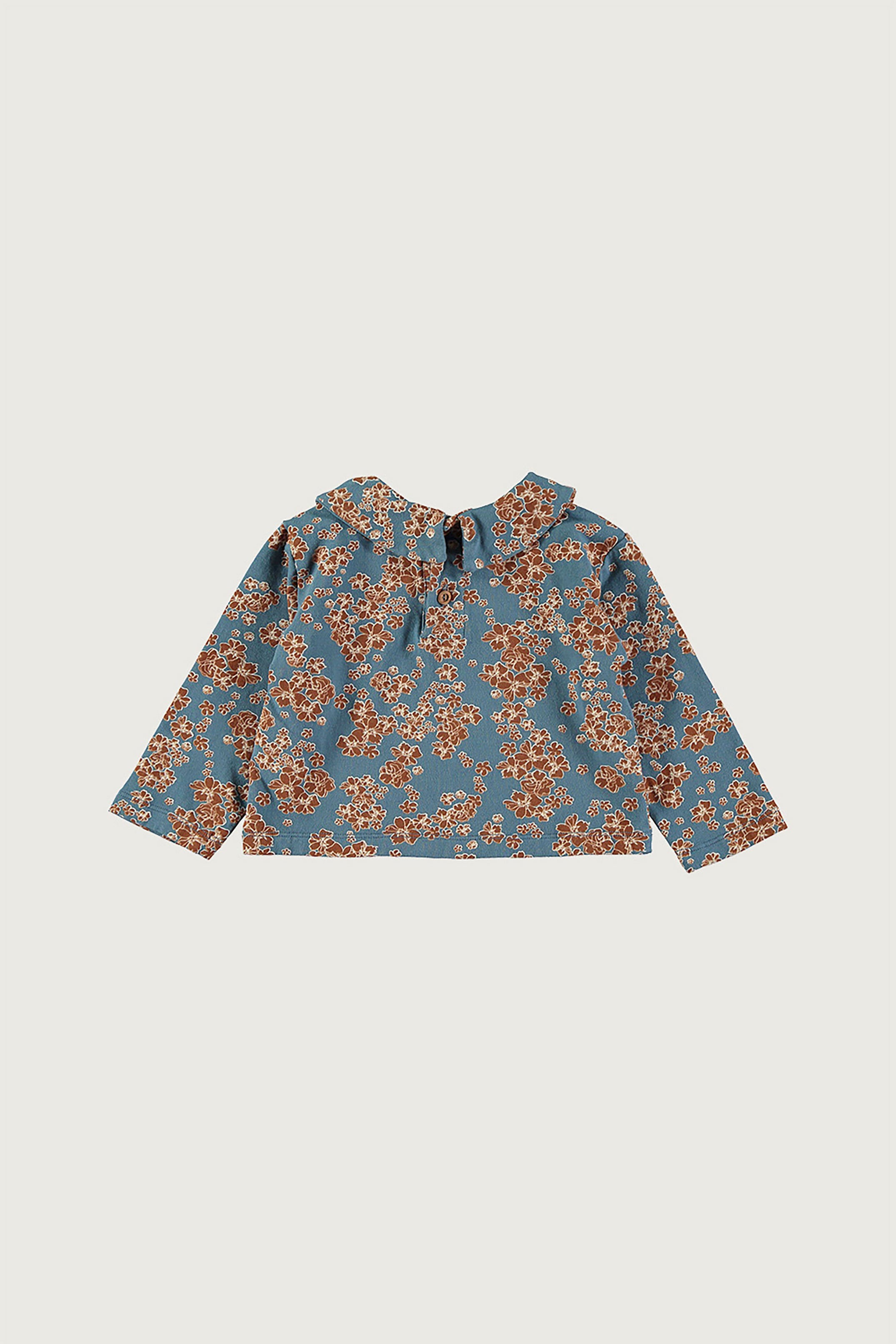 Coco Au Lait MEXICAN FLOWERS BABY COLLAR T-SHIRT Blue Mirage