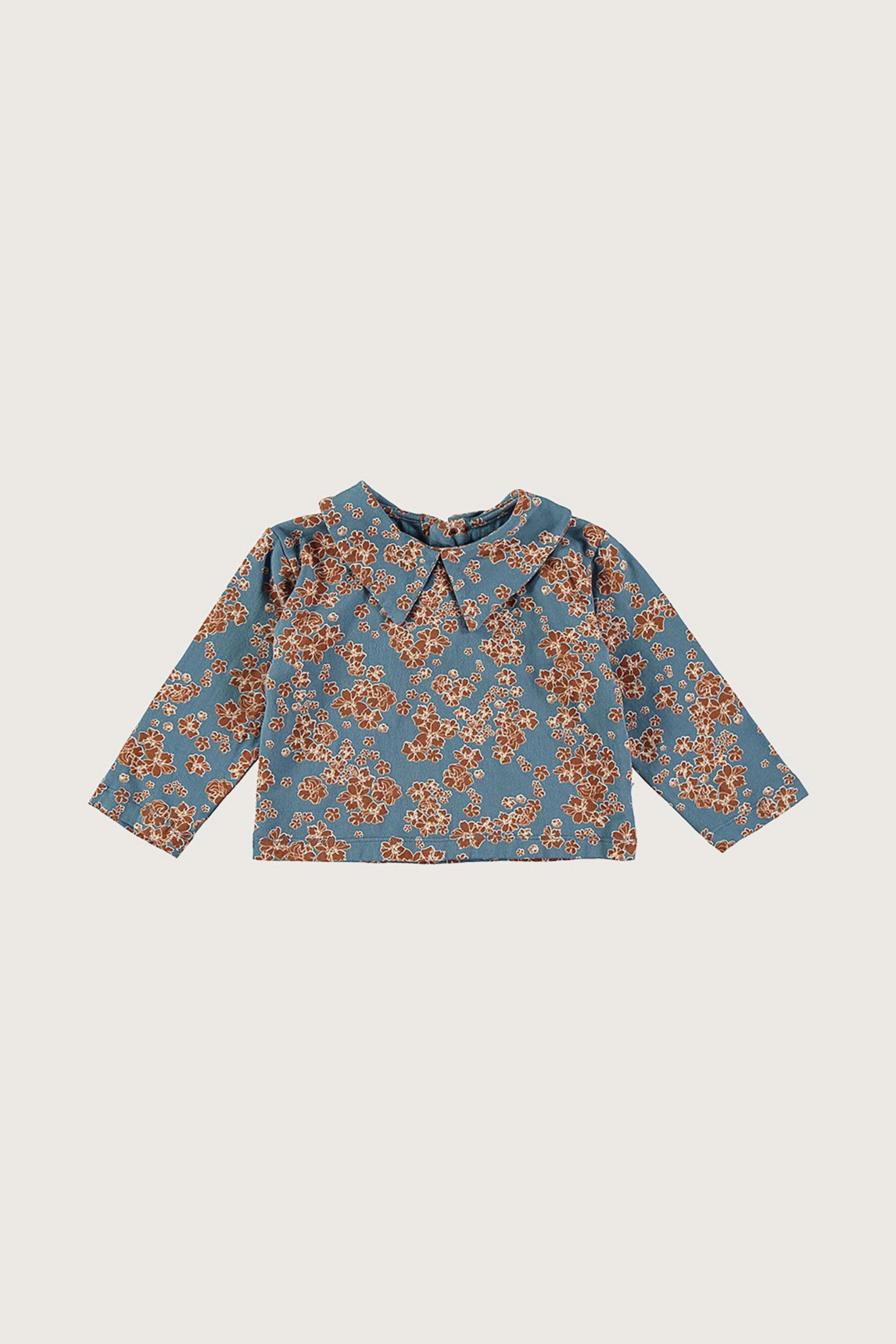 Coco Au Lait MEXICAN FLOWERS BABY COLLAR T-SHIRT Blue Mirage
