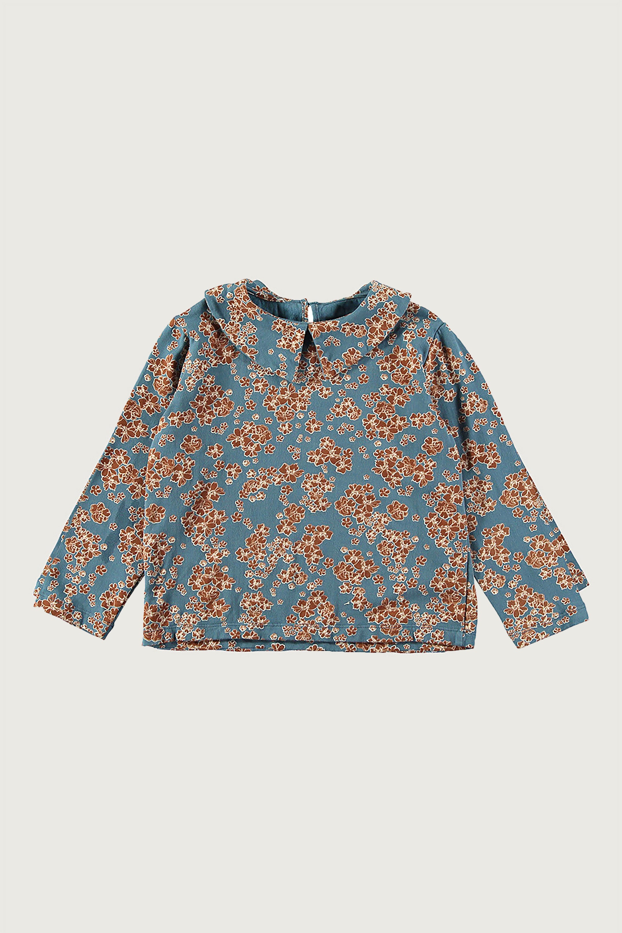 Coco Au Lait MEXICAN FLOWERS COLLAR T-SHIRT Blue Mirage
