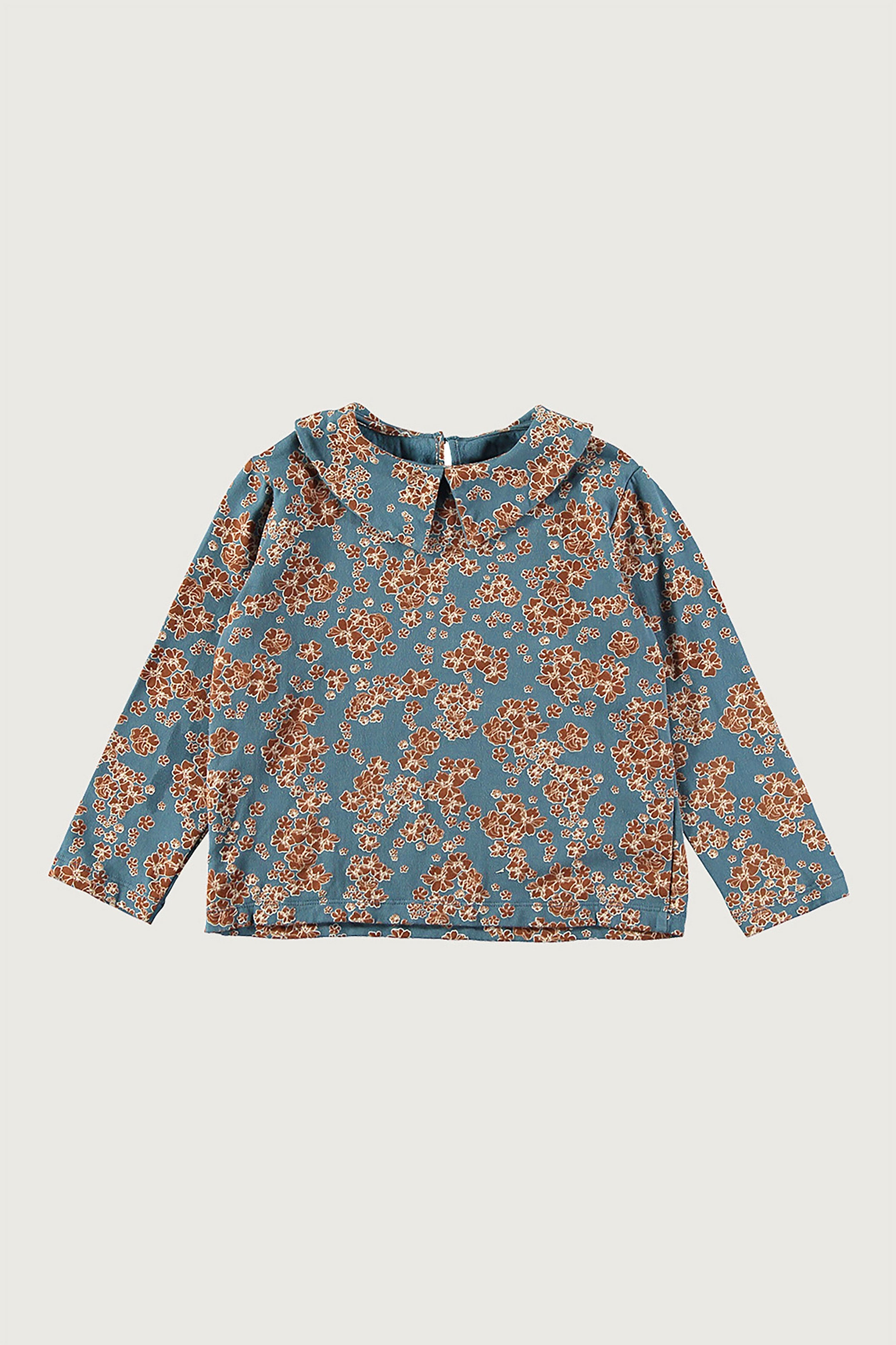 Coco Au Lait MEXICAN FLOWERS COLLAR T-SHIRT Blue Mirage