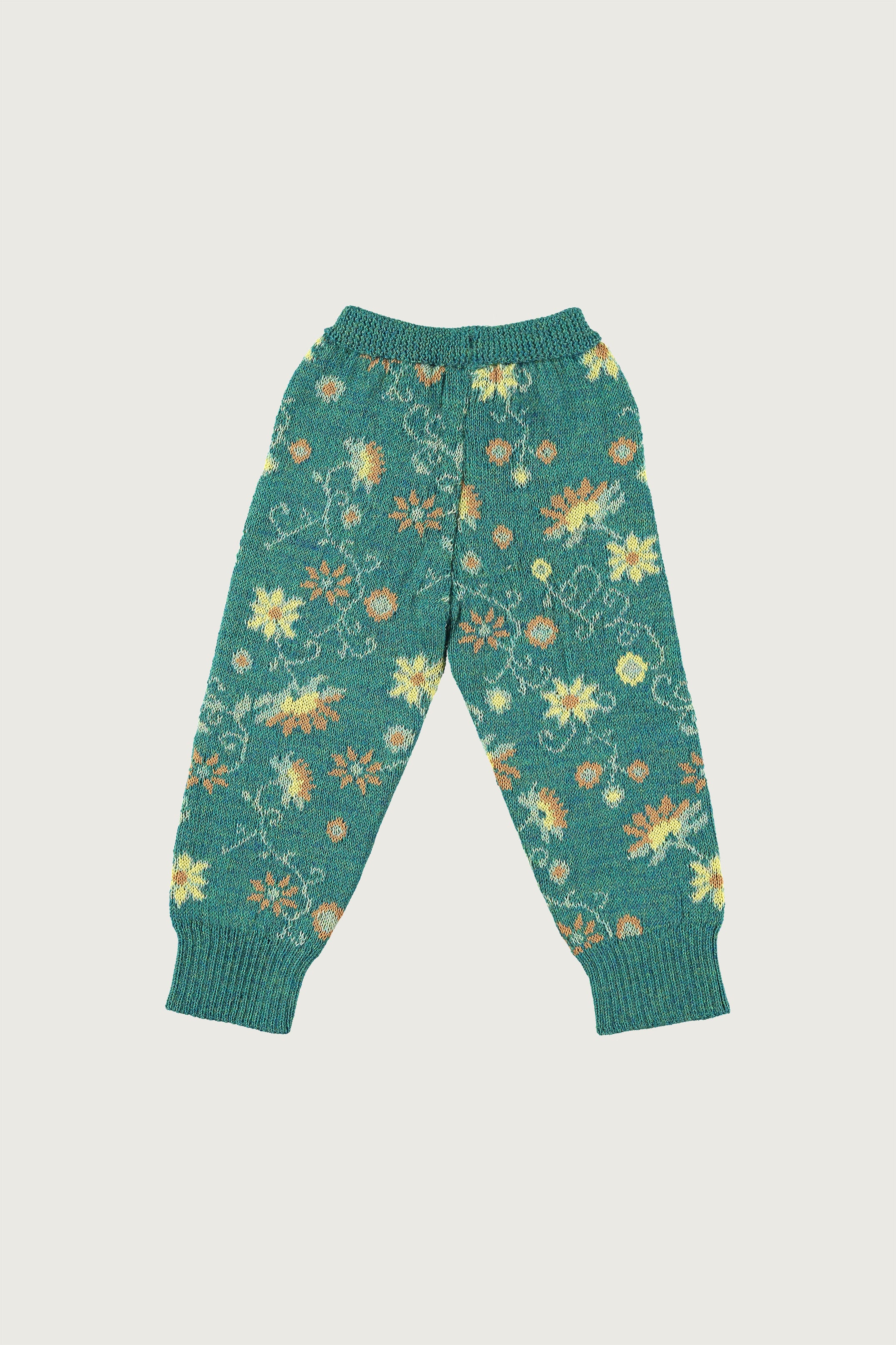 Coco Au Lait MEXICAN FLOWERS KNITTED BABY TROUSERS North Sea