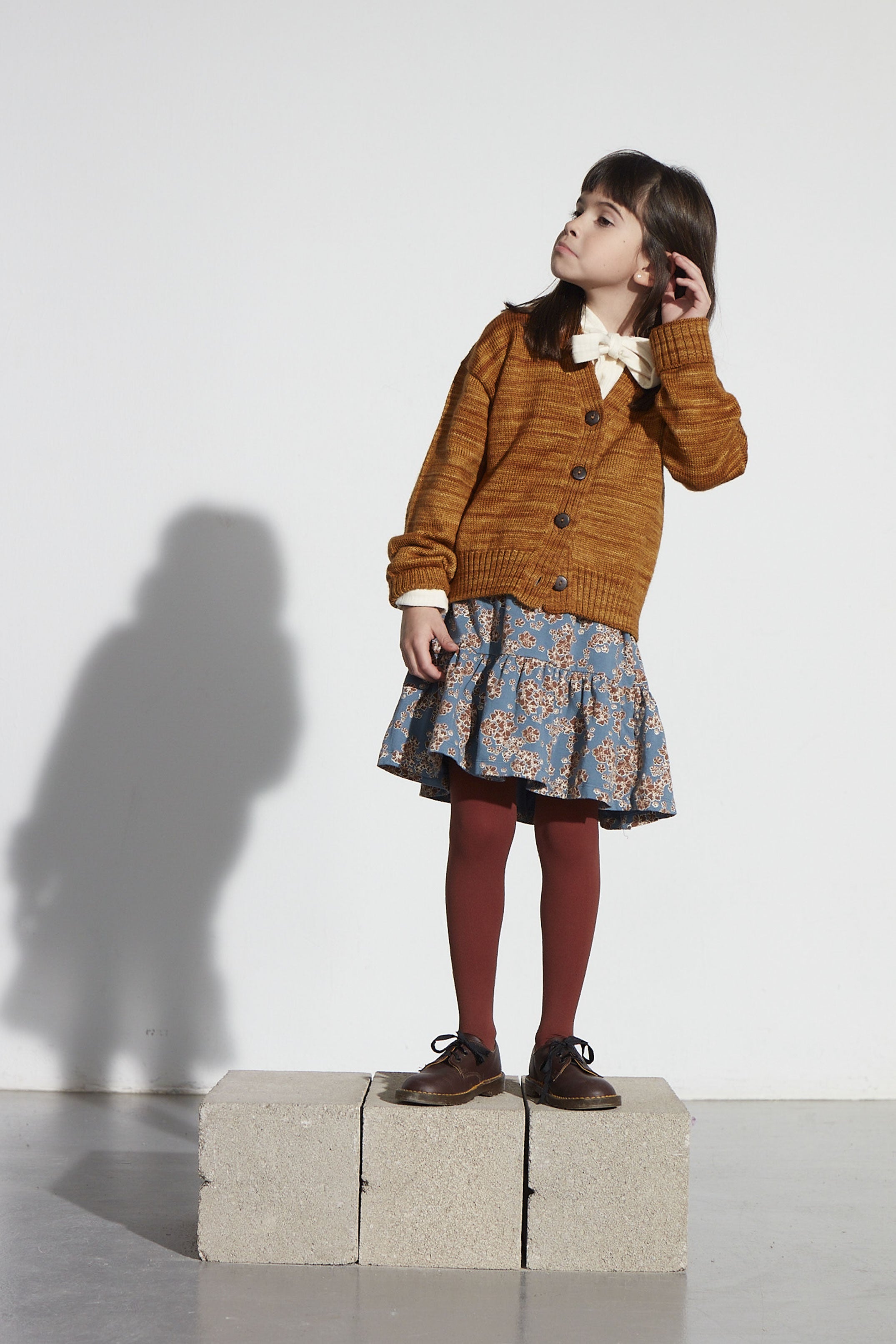 Coco Au Lait MEXICAN FLOWERS SHORT FLEECE SKIRT Blue Mirage