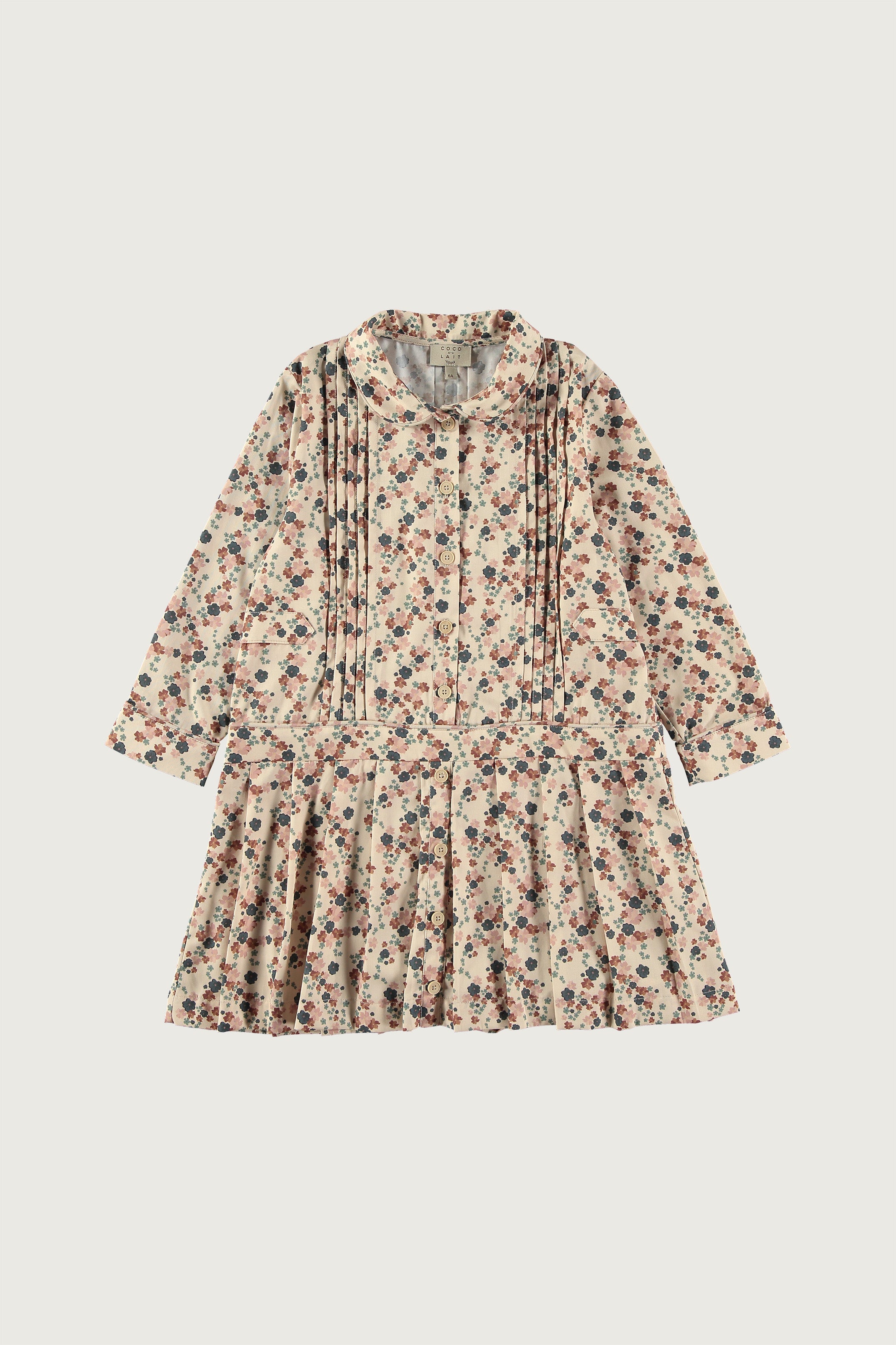 Coco Au Lait NUDE WILD FLOWERS PLEATED DRESS Nude Wild