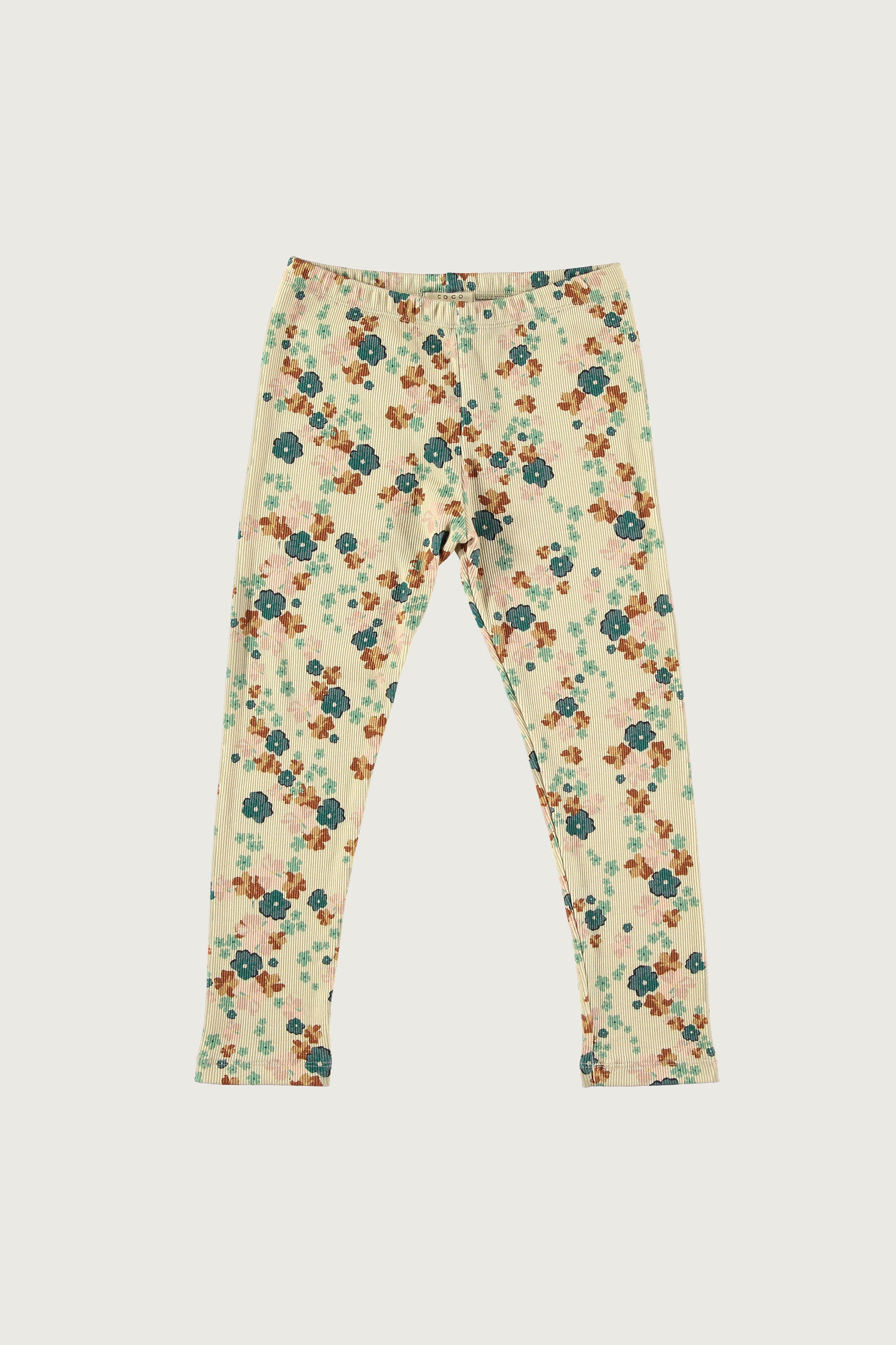 Coco Au Lait NUDE WILD FLOWERS RIBBED LEGGINGS Nude Wild