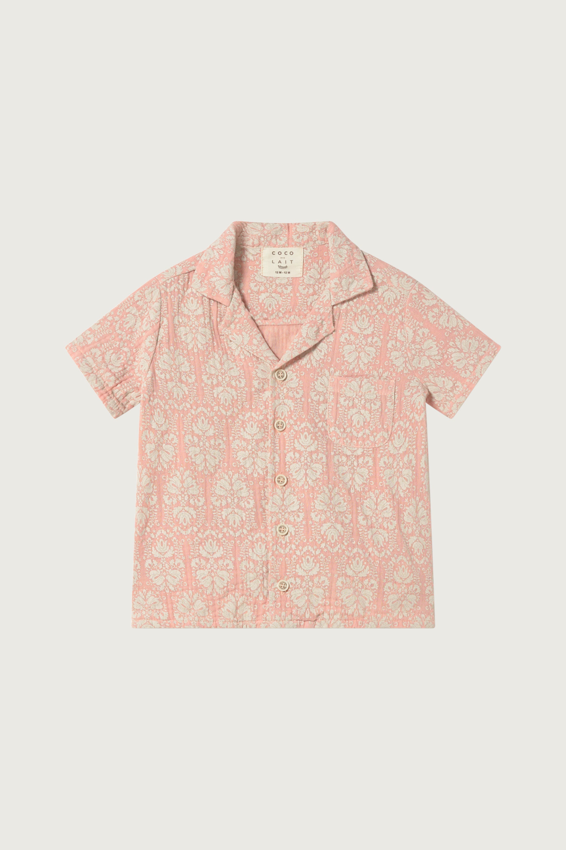 Coco Au Lait PINK VINTAGE WALLPAPER BABY SHIRT  Evening Sand