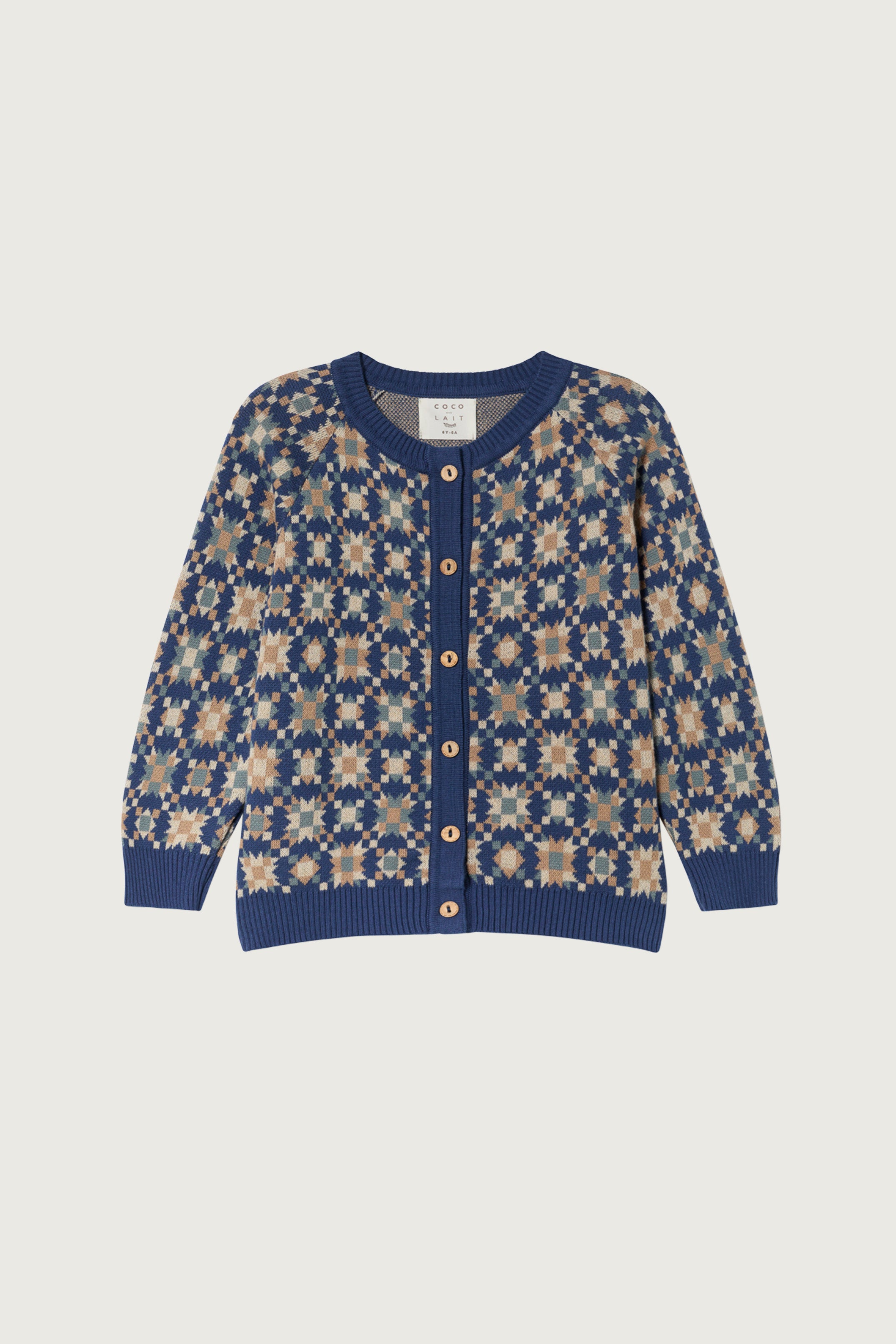 Coco Au Lait QUILT JACQUARD CARDIGAN Dark Denim