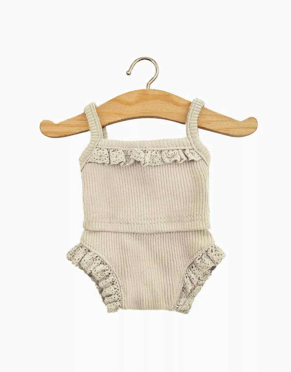 ROPA INTERIOR PARA NIÑA EN PUNTO DE LINO ACANALADO CON ENCAJE