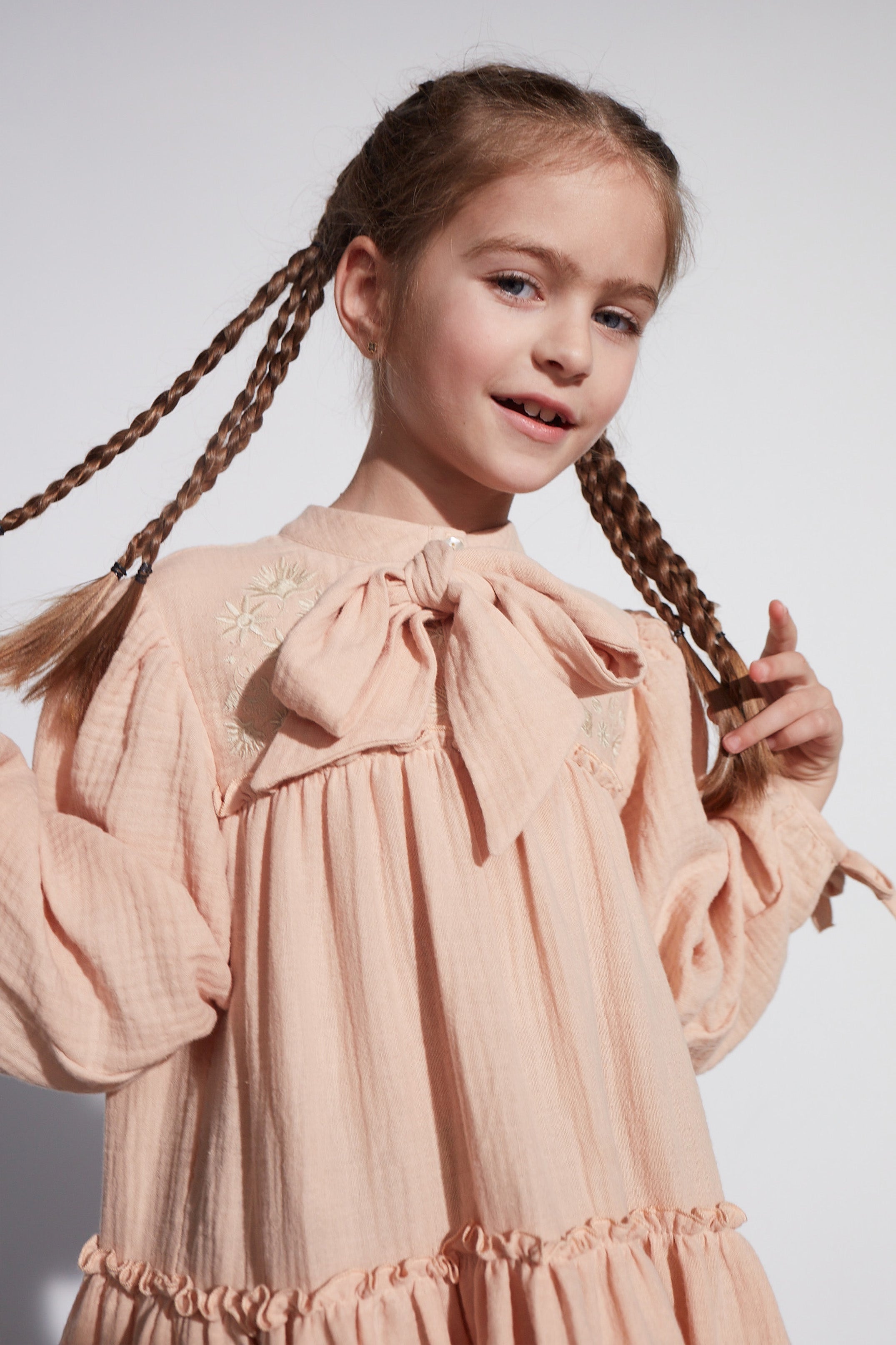 Coco Au Lait ROSE DUST EMBROIDERED DOUBLE GAUZE DRESS Rose Dust