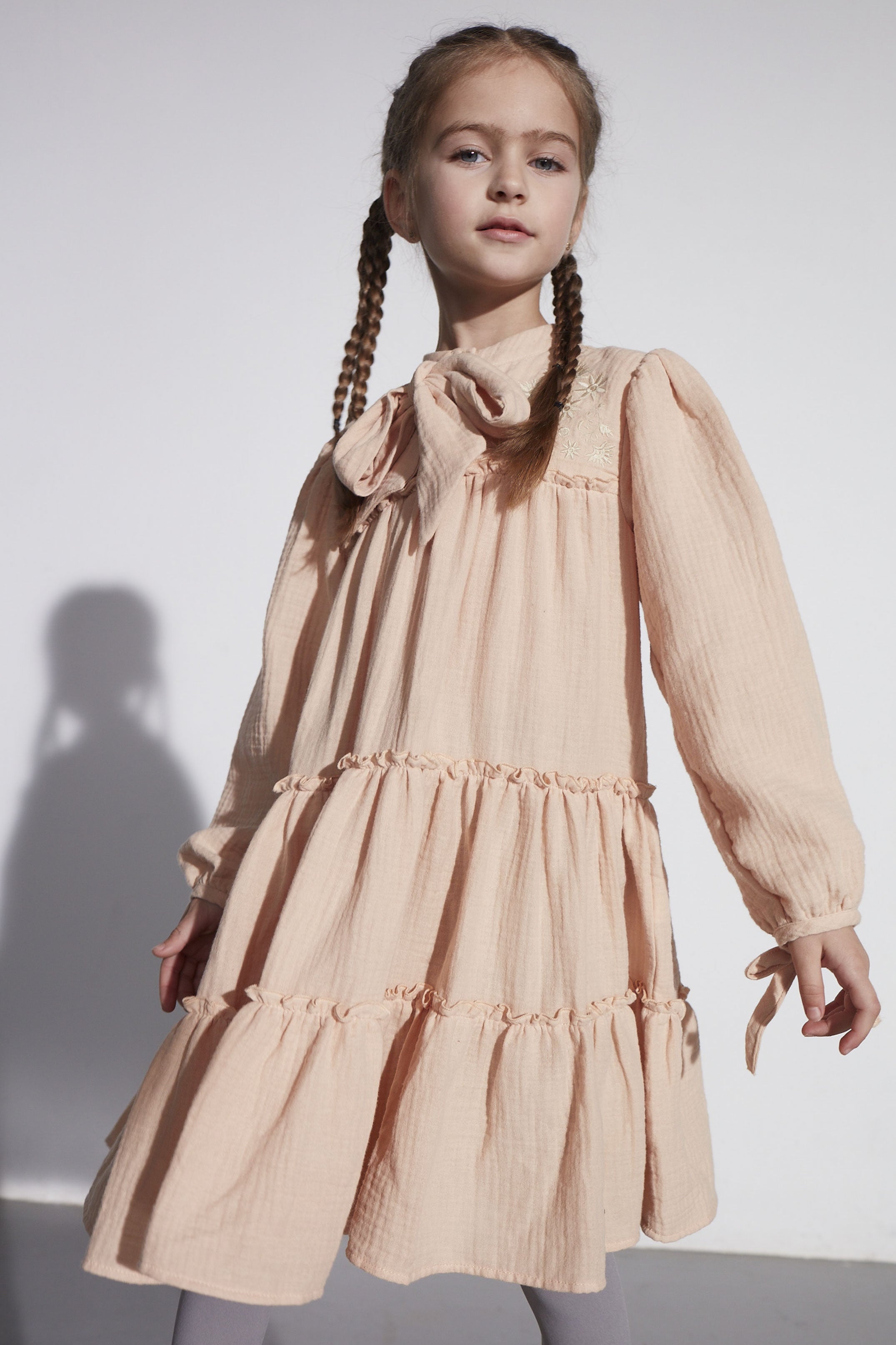 Coco Au Lait ROSE DUST EMBROIDERED DOUBLE GAUZE DRESS Rose Dust