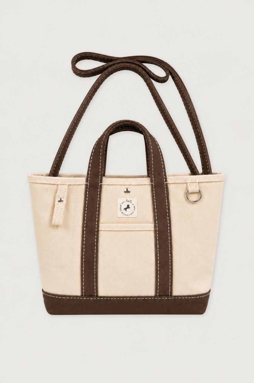 BOLSO CANVAS BICOLOR OFF-WHITE & CHOCOLATE