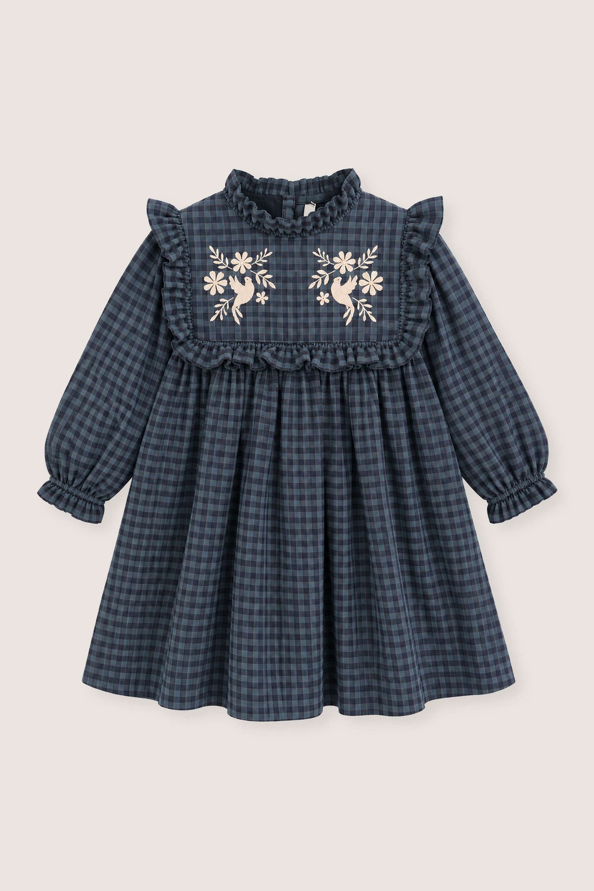 VESTIDO VICHY BORDADOS PAJAROS