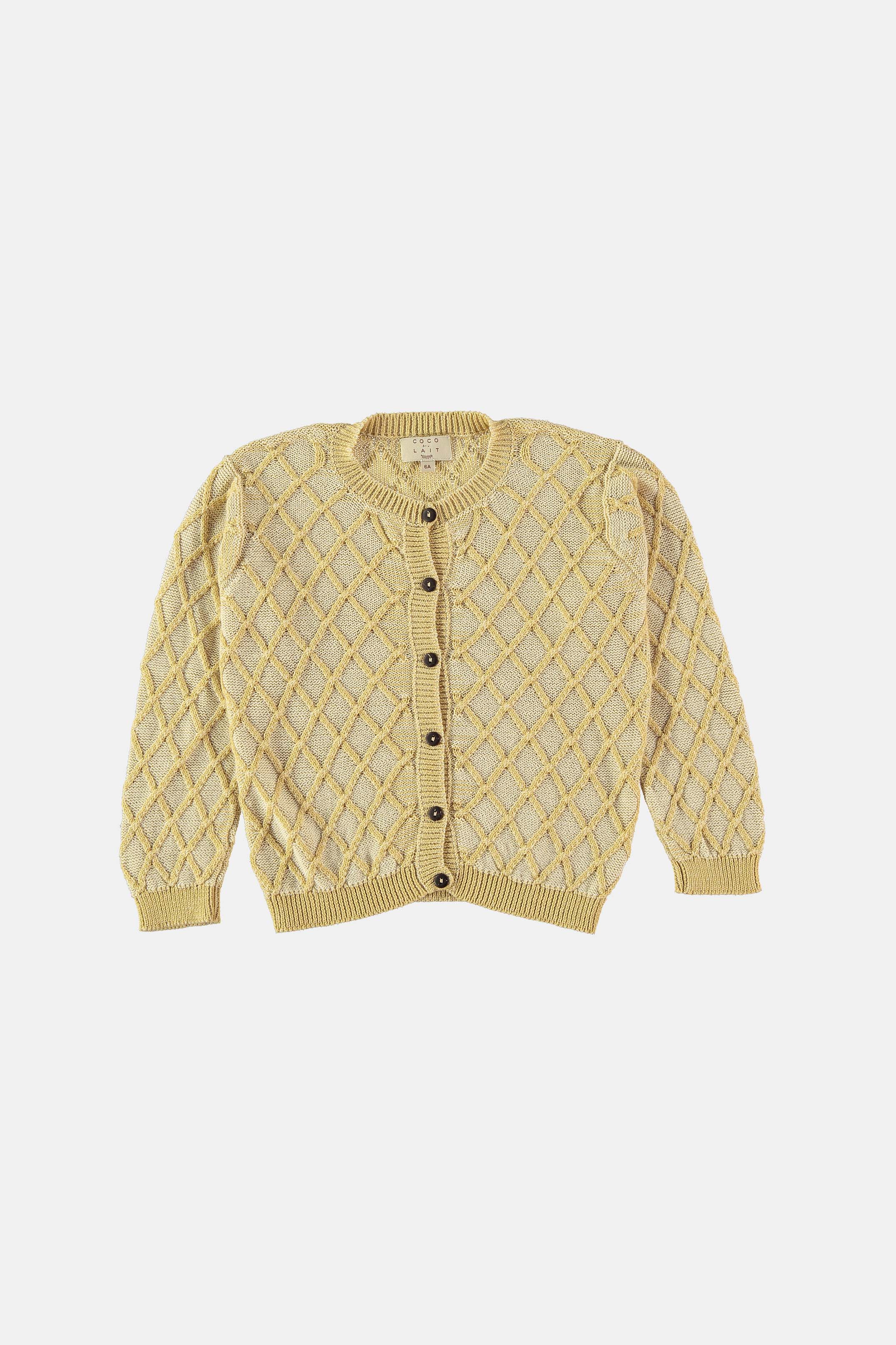 Coco Au Lait BABY YELLOW DIAMOND KNIT CARDIGAN Yellow