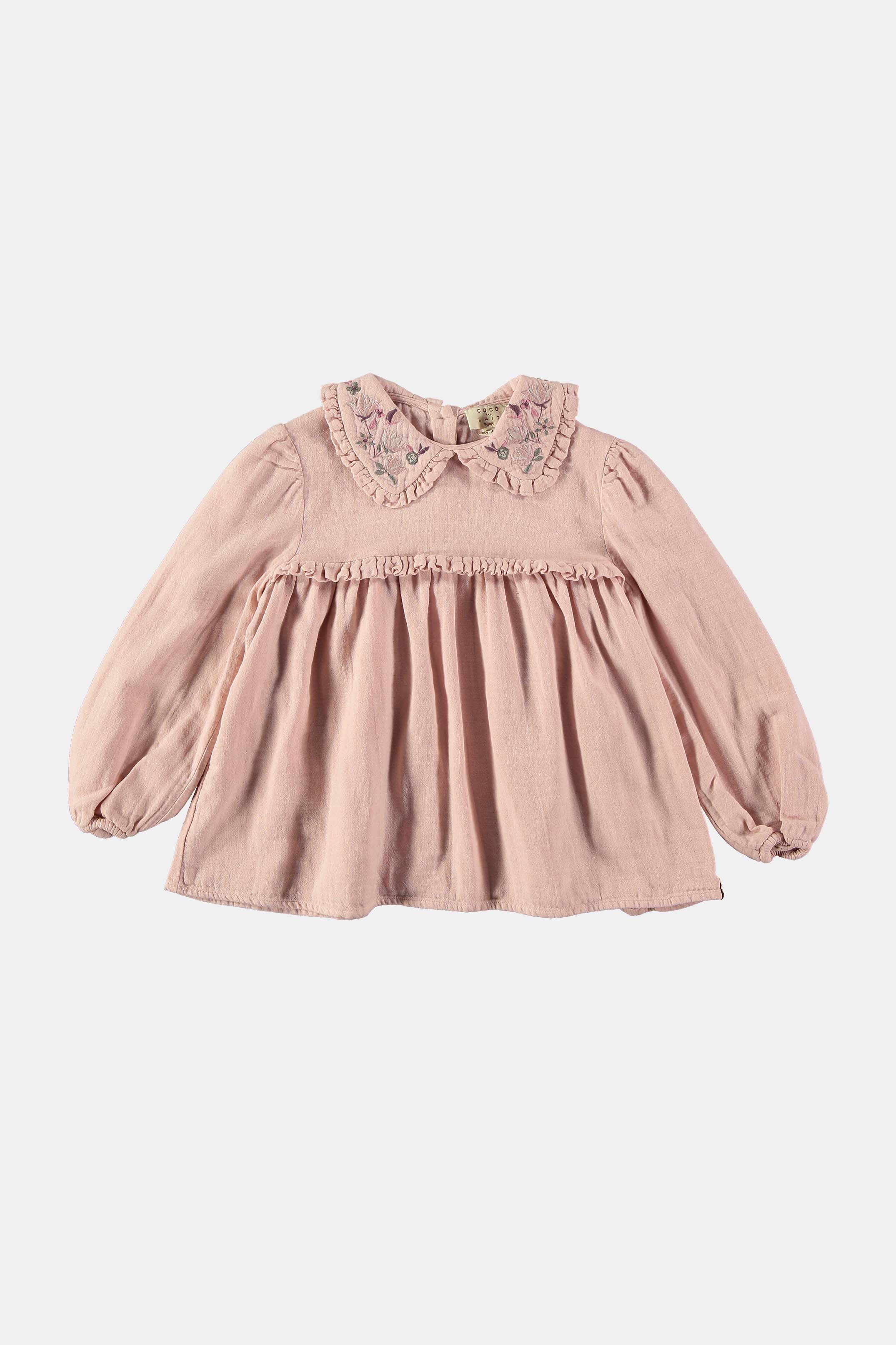 Coco Au Lait EMBROIDERED ROSE SMOKE BLOUSE Rose Smoke
