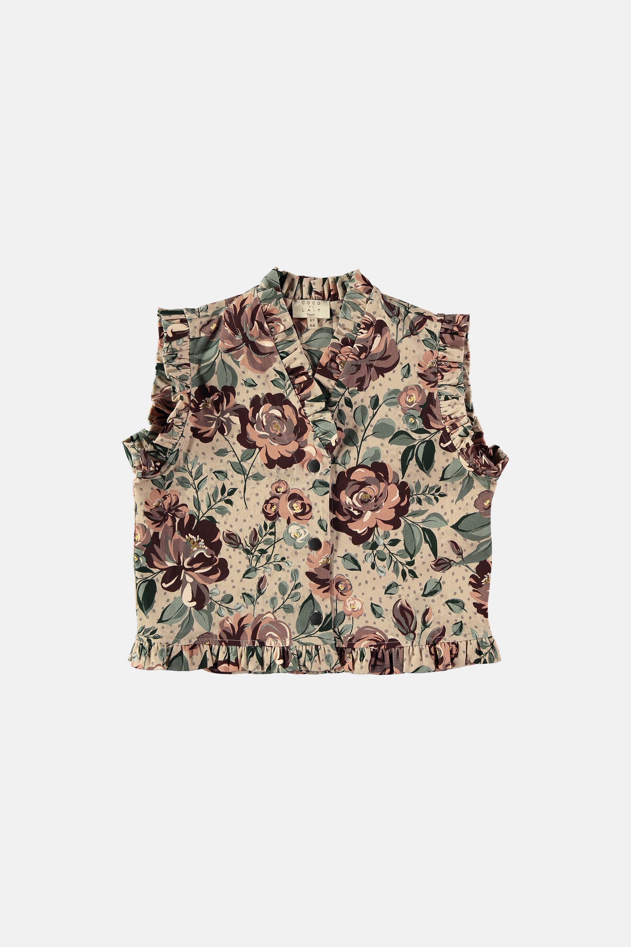 Coco Au Lait FLOWERS VEST Roses AOP