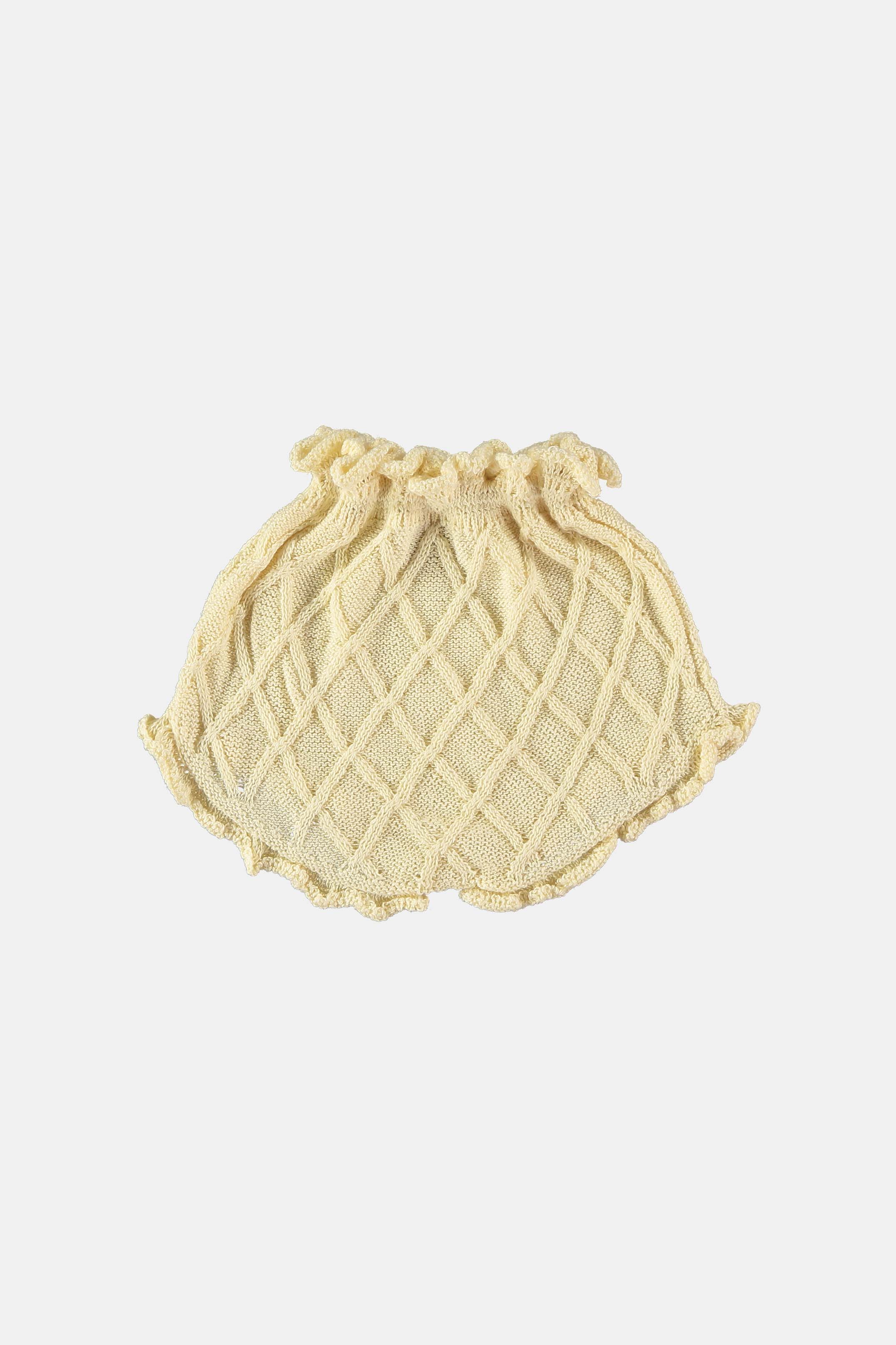 Coco Au Lait LIGHT YELLOW DIAMOND KNIT CULOTTE  White