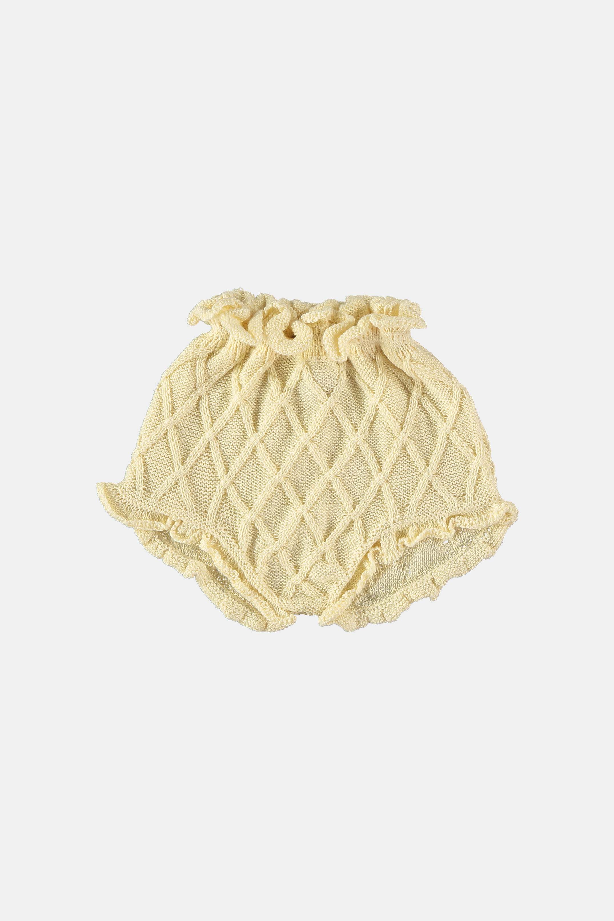 Coco Au Lait LIGHT YELLOW DIAMOND KNIT CULOTTE  White