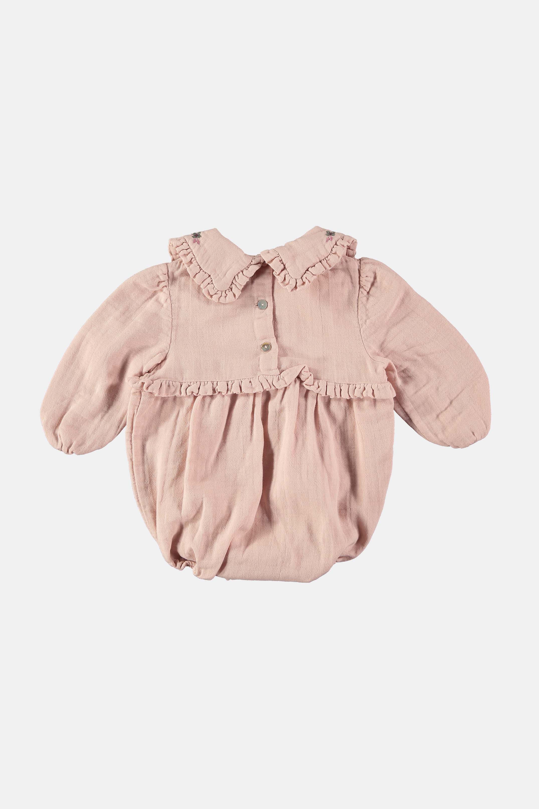 Coco Au Lait LONG SLEEVE EMBROIDERED ROSE SMOKE ROMPER Rose Smoke