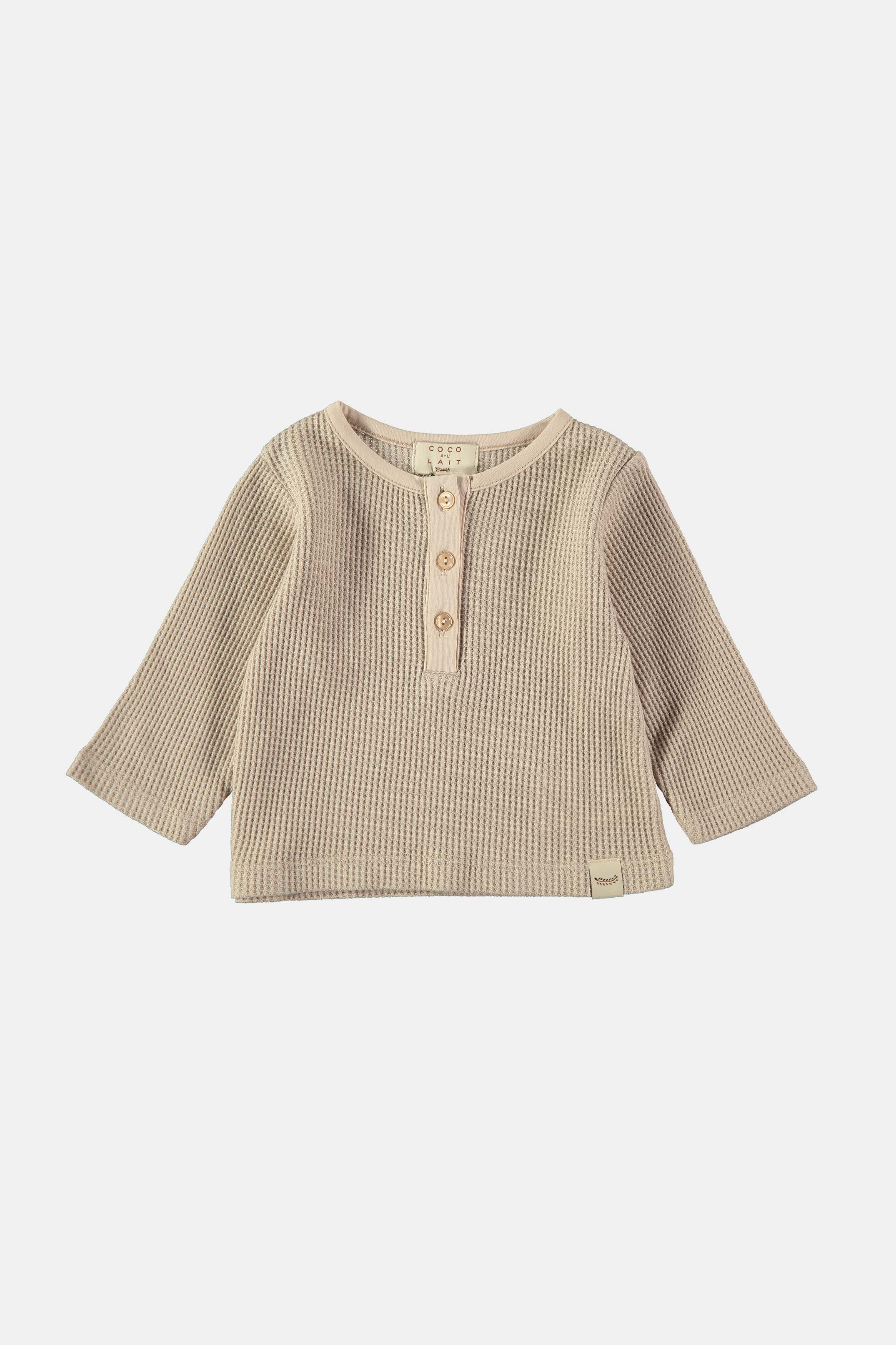 Coco Au Lait SMOKE GREY WAFFLE BABY HENLEY T-SHIRT Smoke Gray