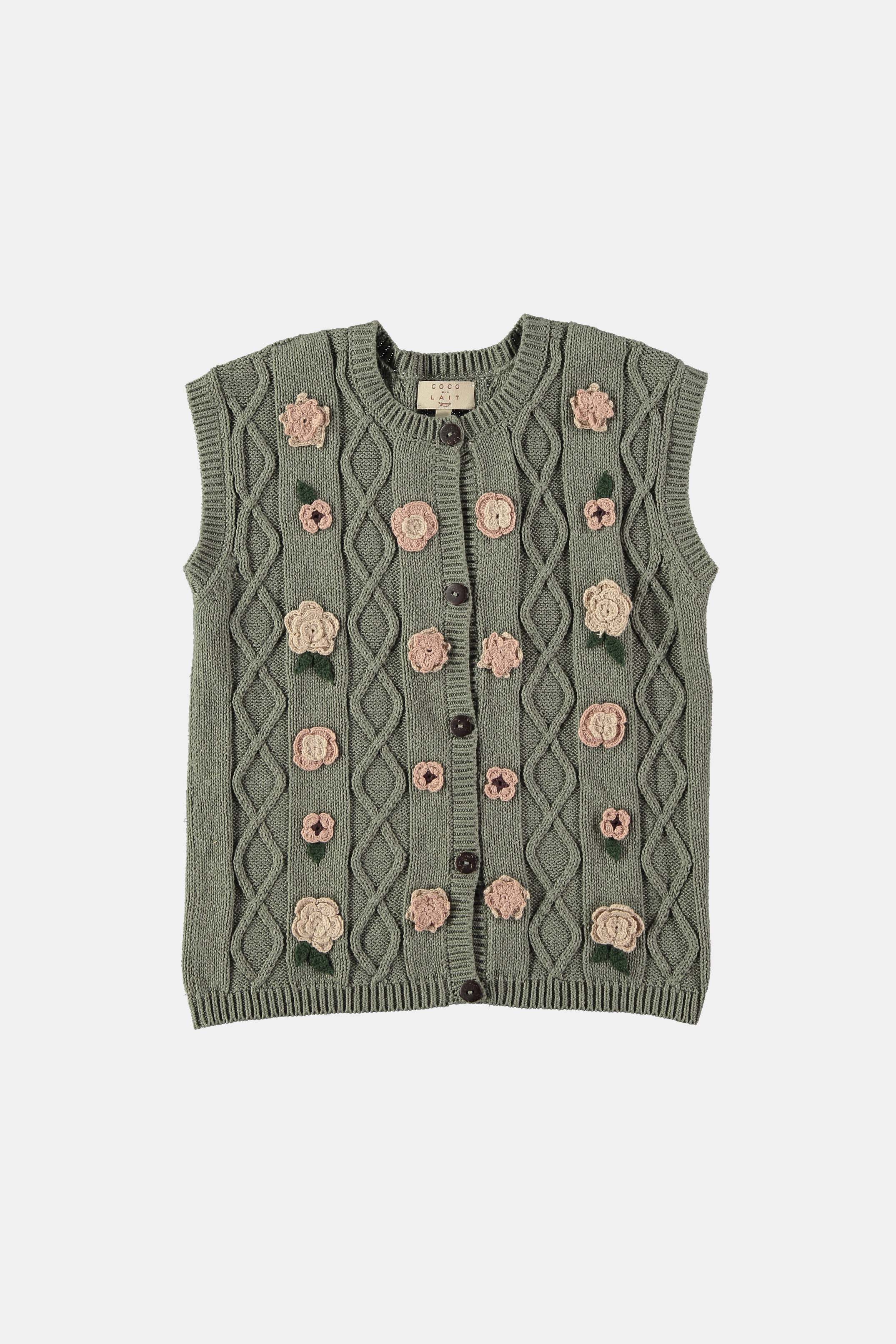 Coco Au Lait VETIVER EMBROIDERED VEST Vetiver