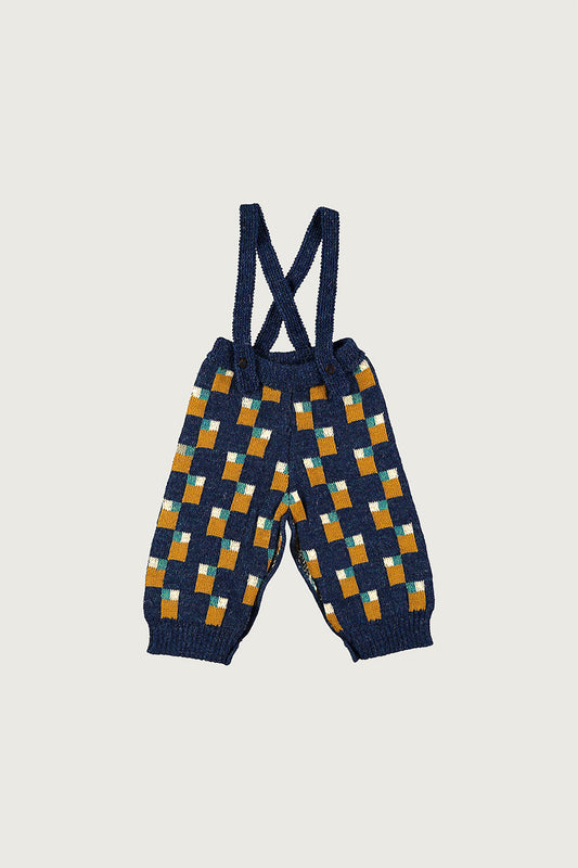 Coco Au Lait ABSTRACT ART KNITTED BABY TROUSERS  Blue Nights