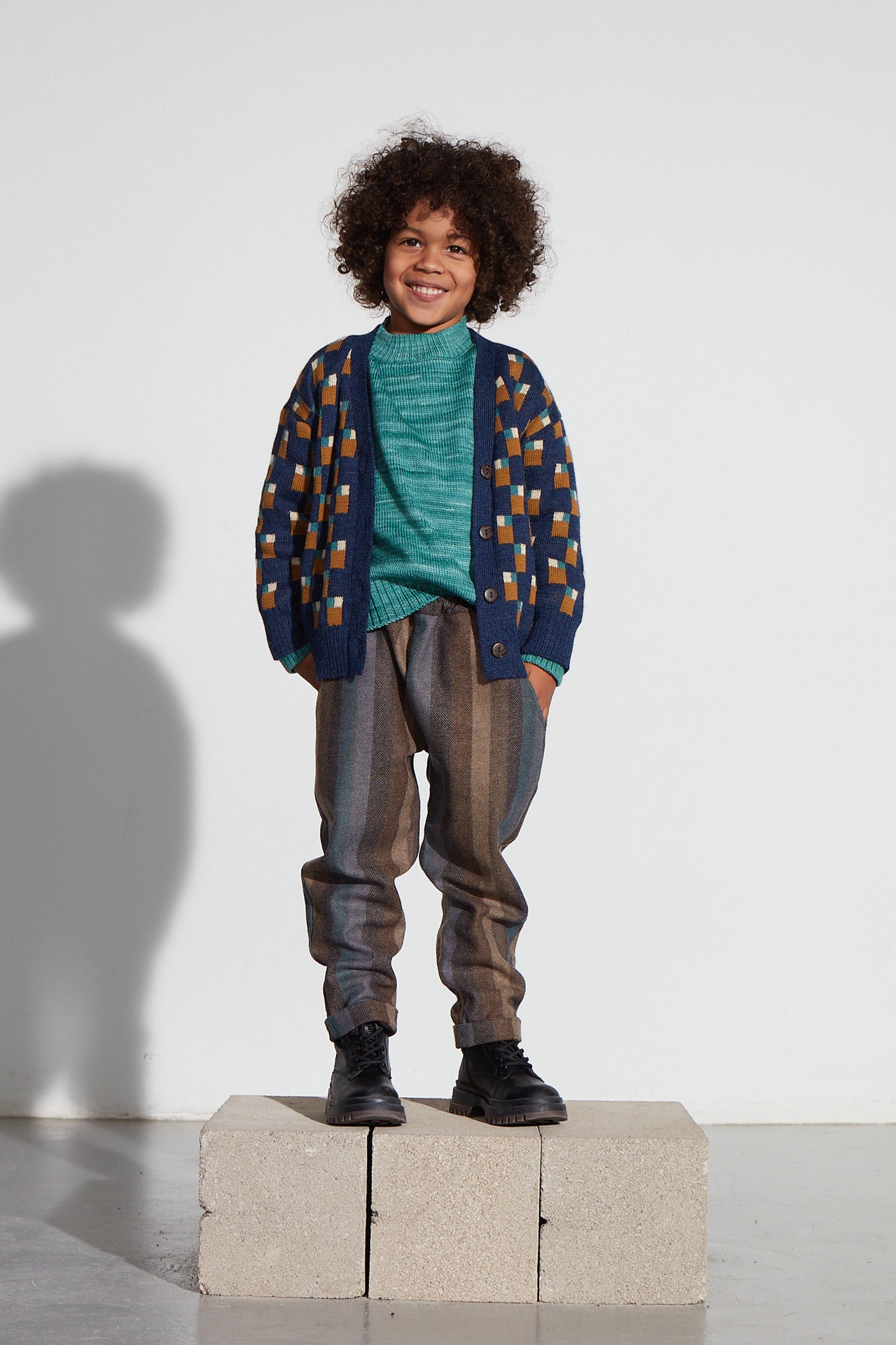 Coco Au Lait ABSTRACT ART KNITTED CARDIGAN  Blue Nights