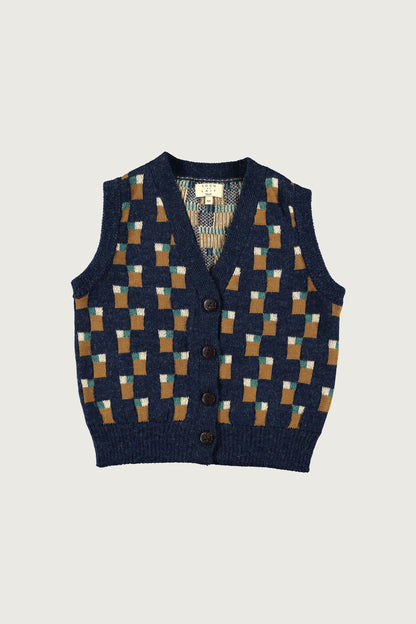 Coco Au Lait ABSTRACT ART KNITTED VEST  Blue Nights