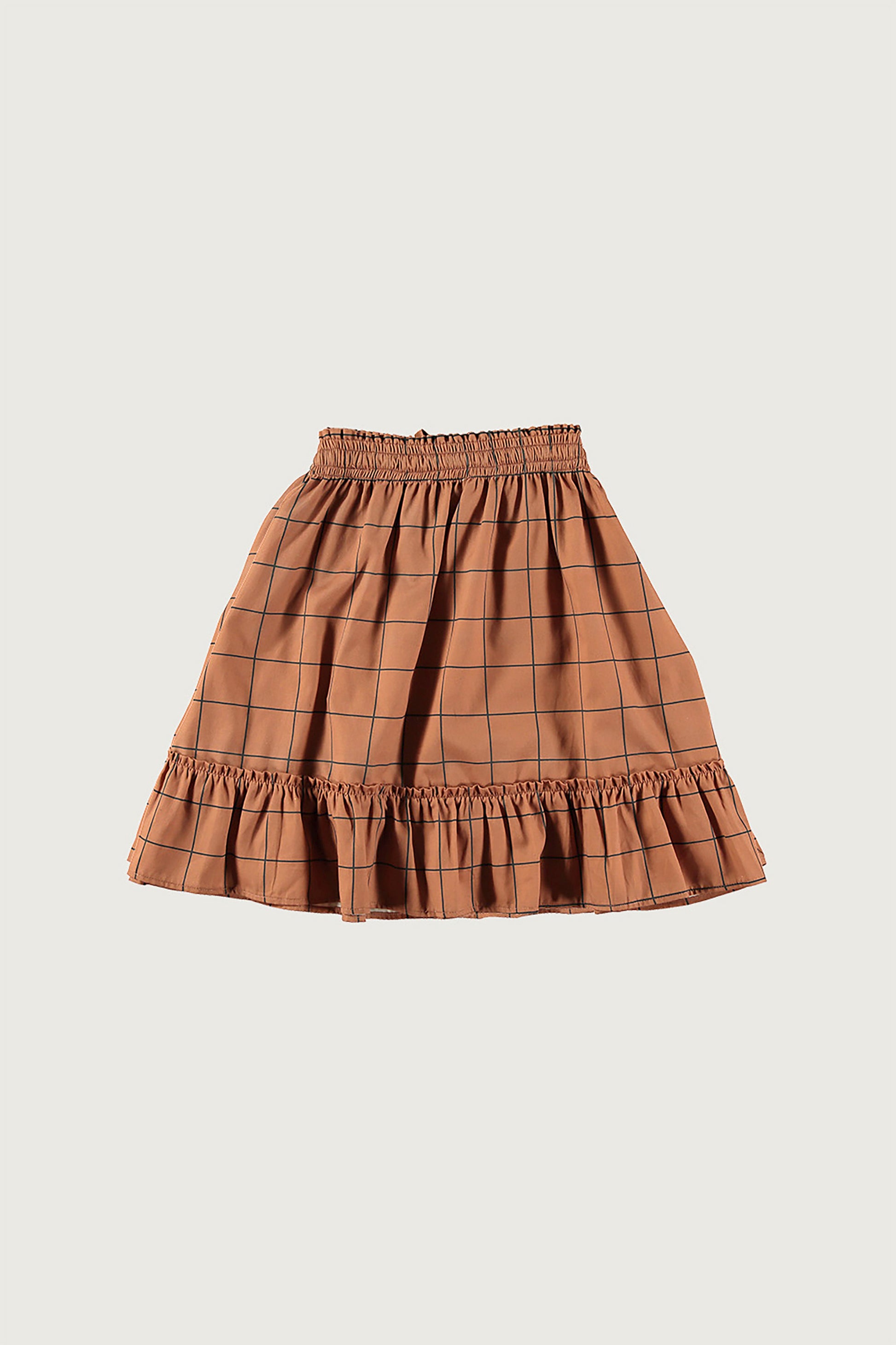 Coco Au Lait BROWN GRID LONG SKIRT  Brown Grid