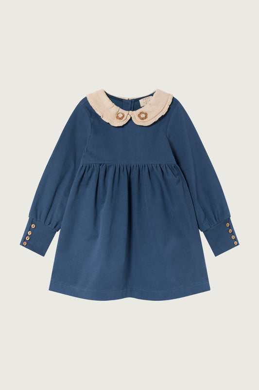 Coco Au Lait CROCHET COLLAR DRESS  Dark Denim