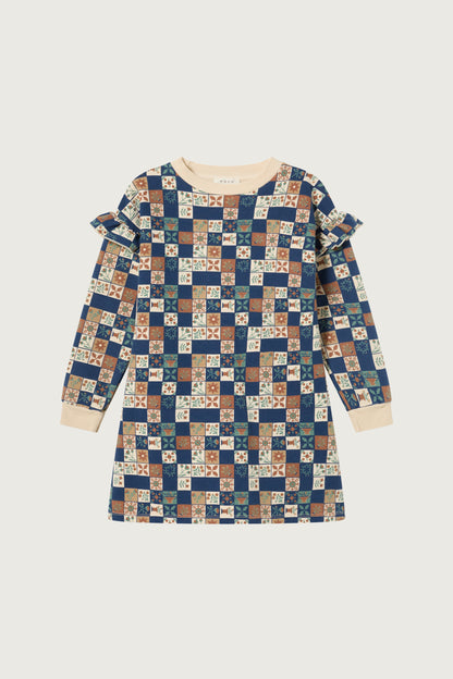 Coco Au Lait FLORAL CHECKS DRESS  Dark Denim