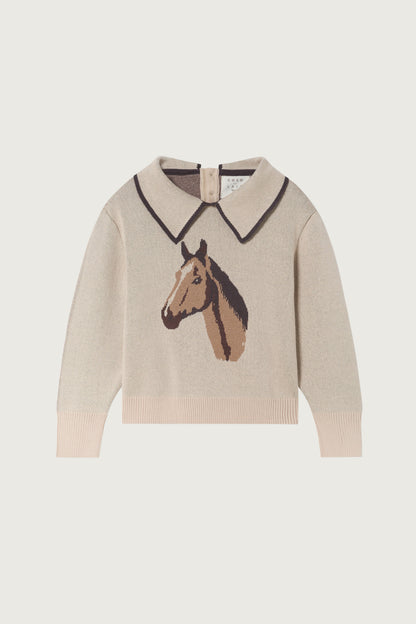 Coco Au Lait HORSES GIRLS SWEATER  Sandshell