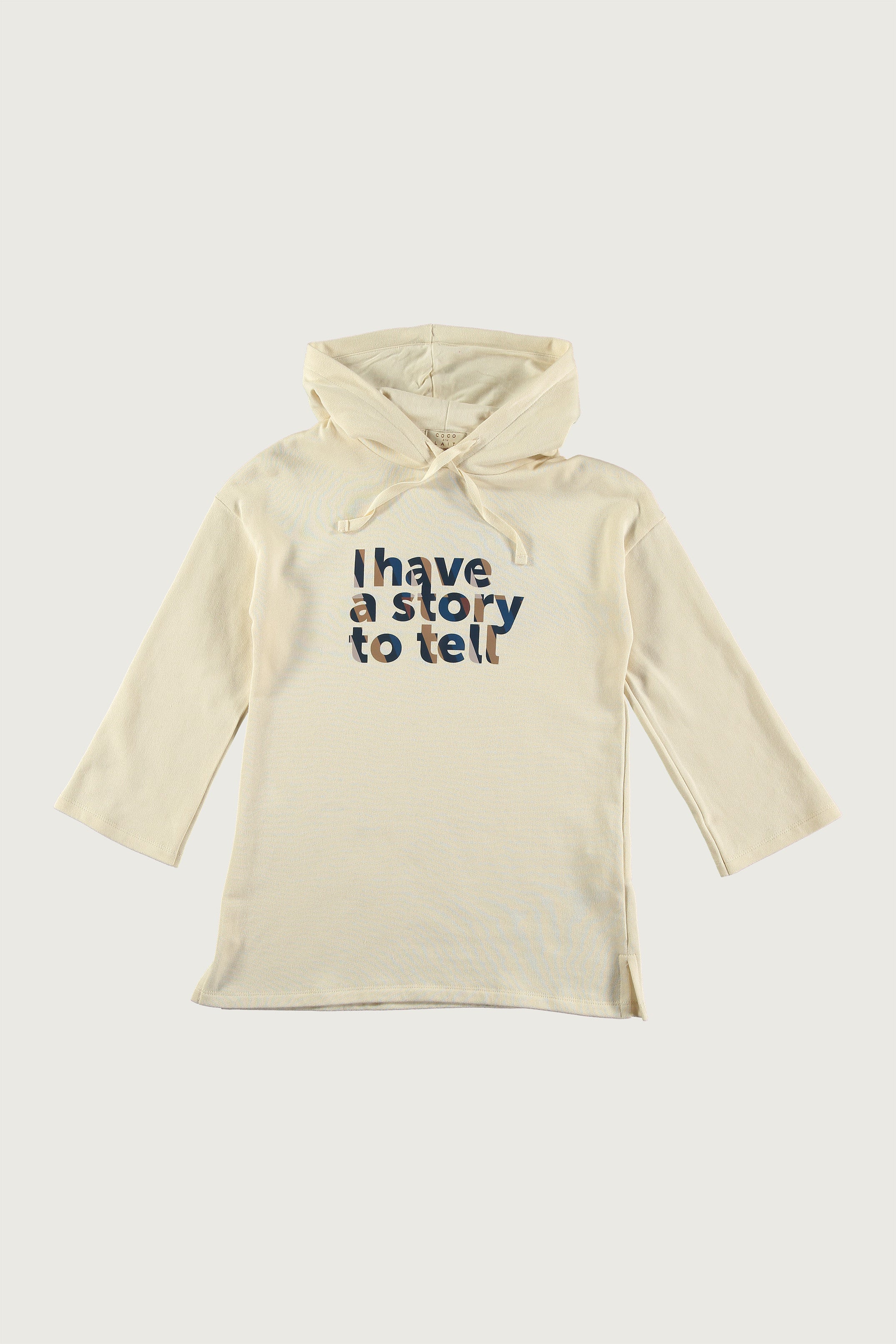 Coco Au Lait I HAVE A STORY TO TELL HOODIE DRESS  Parchment