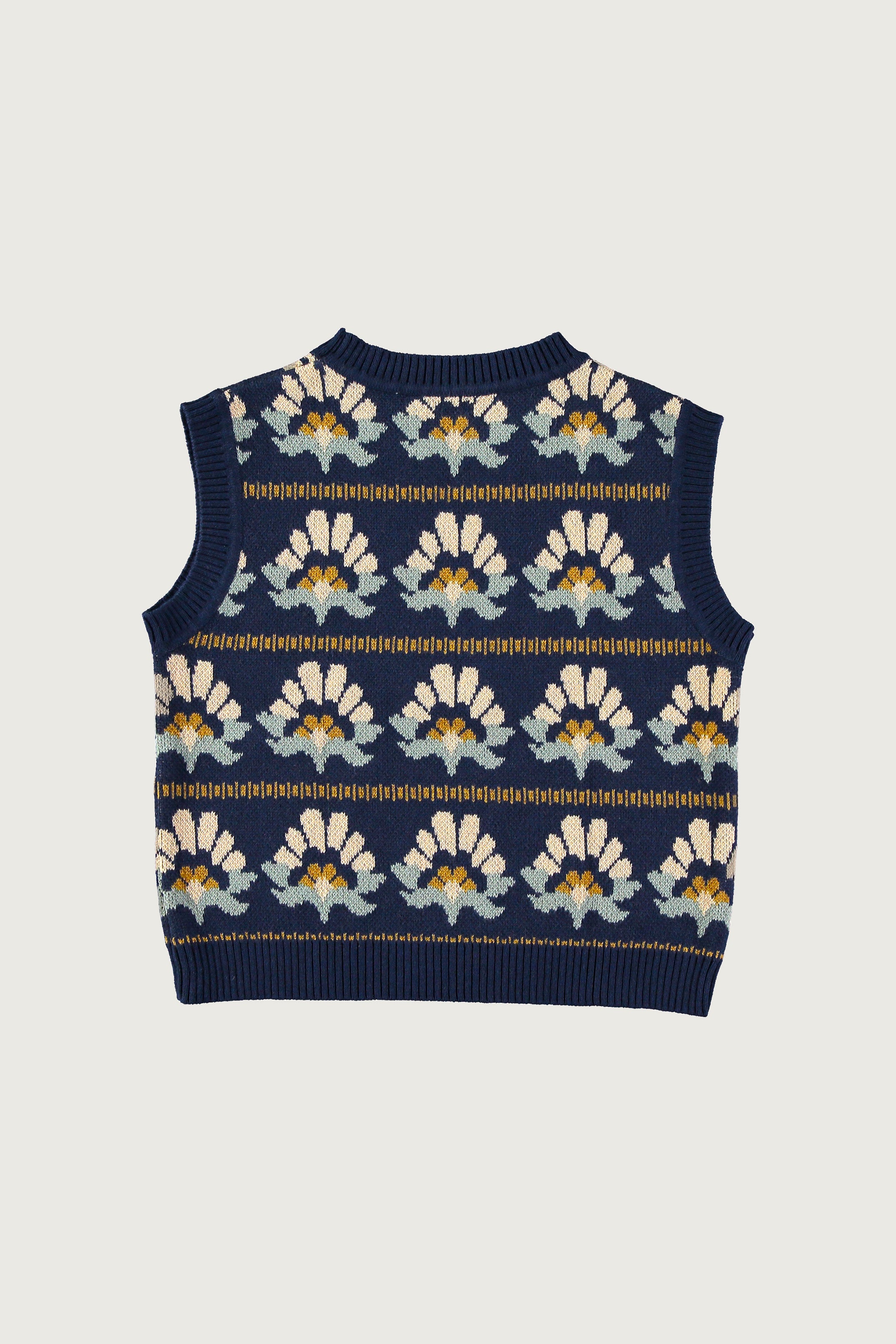 Coco Au Lait KNITTED SUNFLOWERS BABY VEST  Iced Coffe