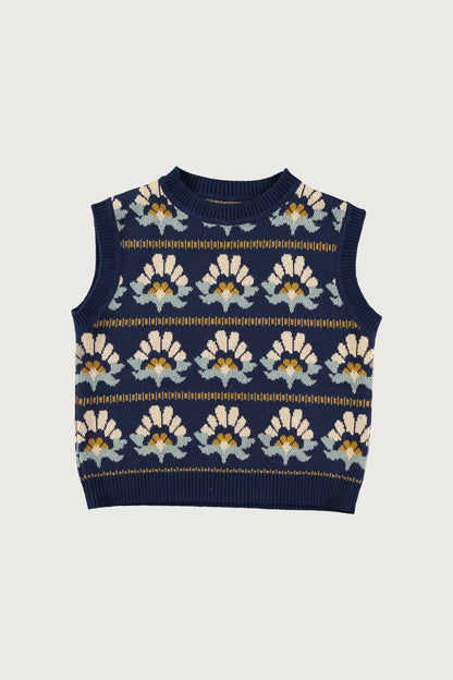 Coco Au Lait KNITTED SUNFLOWERS VEST  Iced Coffe