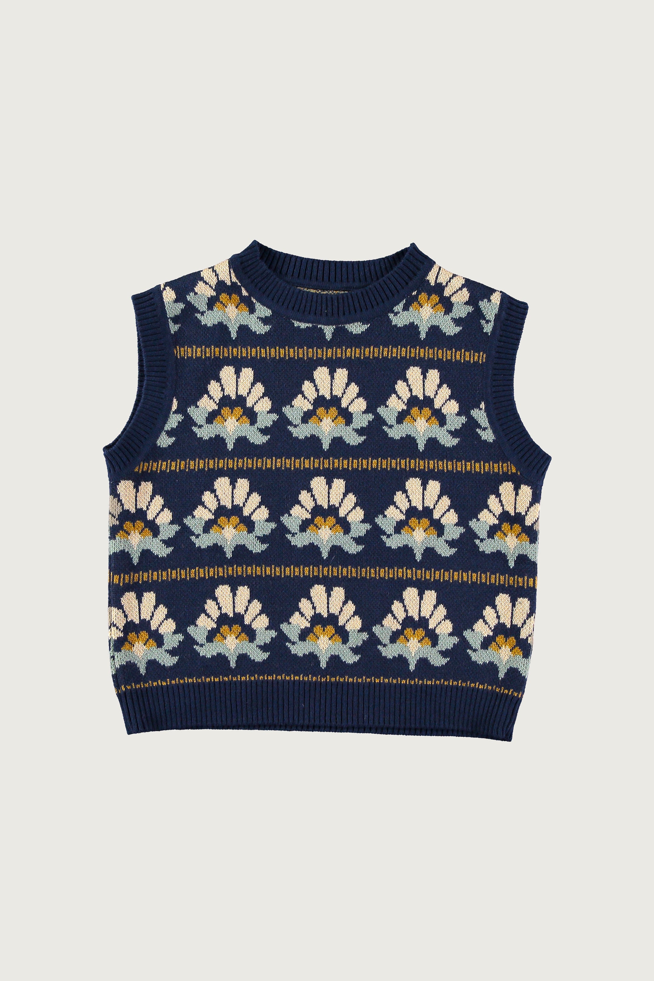 Coco Au Lait KNITTED SUNFLOWERS VEST  Iced Coffe